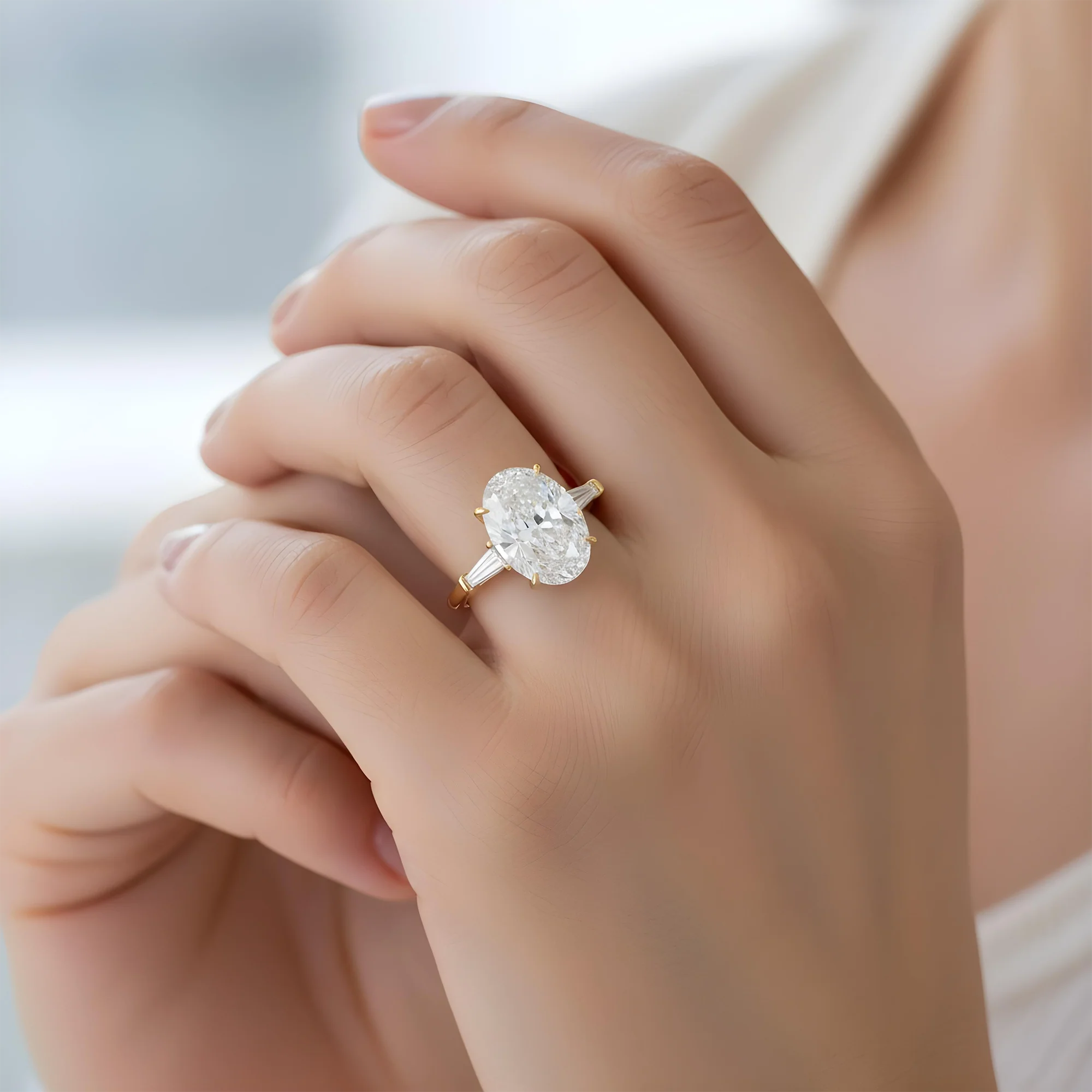 GIA Platinum 8.02ct Oval Cut Triple Diamond Engagement Ring 8.39ctw - Image 8
