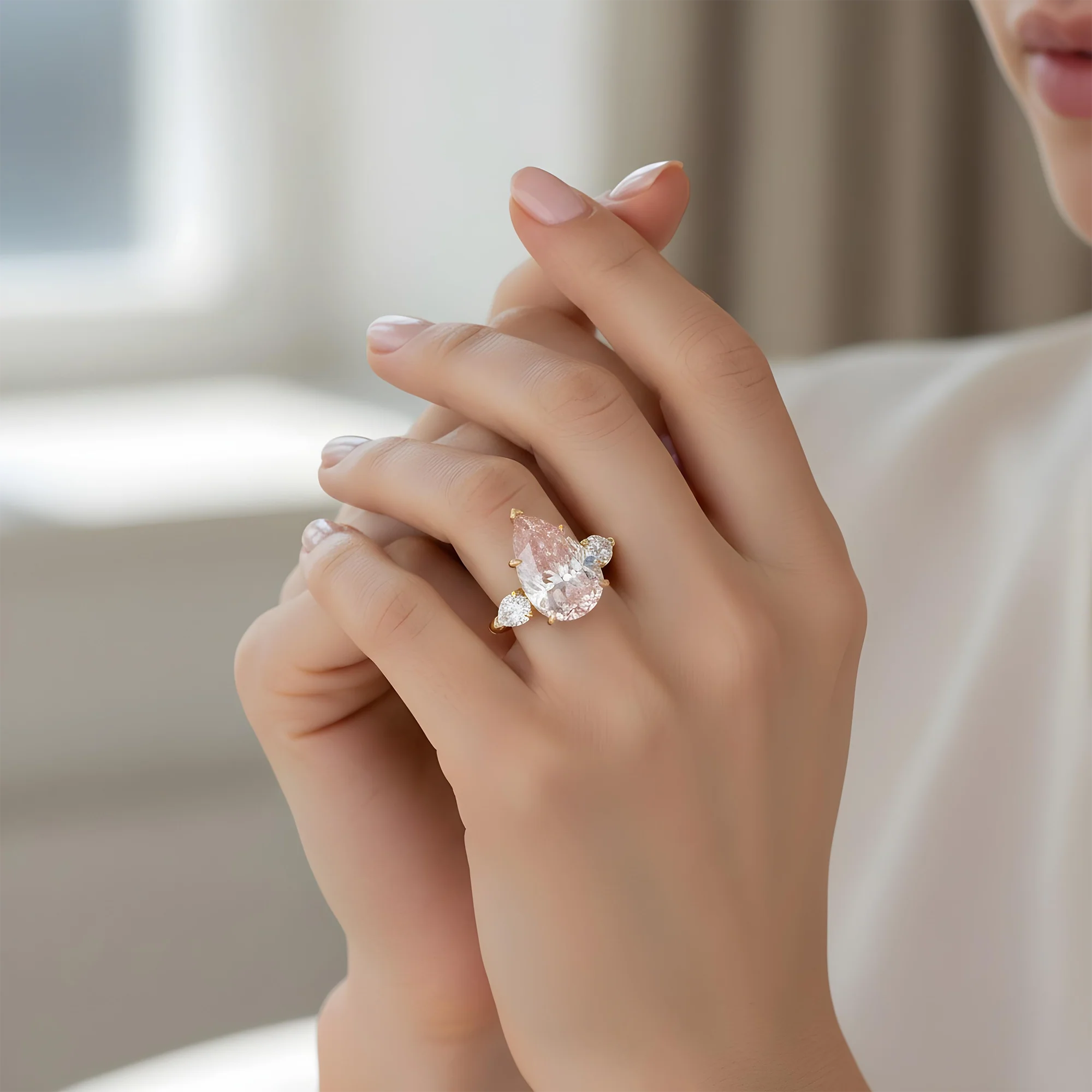 GIA Platinum 8.88ct Pear Cut Fancy Intense Pink Triple Diamond Ring 10.04ctw - Image 11