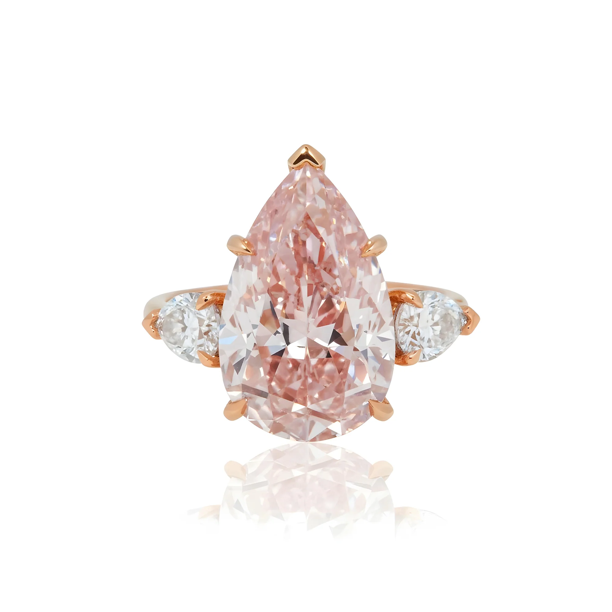 GIA Platinum 8.88ct Pear Cut Fancy Intense Pink Triple Diamond Ring 10.04ctw - Image 12