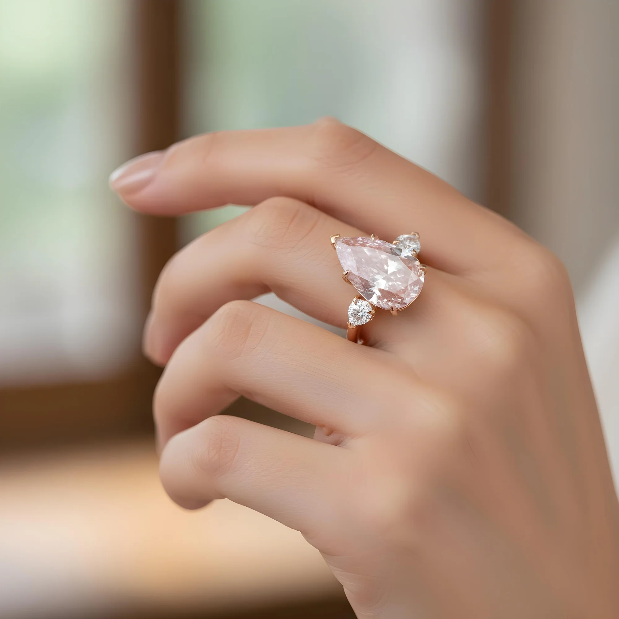 GIA Platinum 8.88ct Pear Cut Fancy Intense Pink Triple Diamond Ring 10.04ctw - Image 13