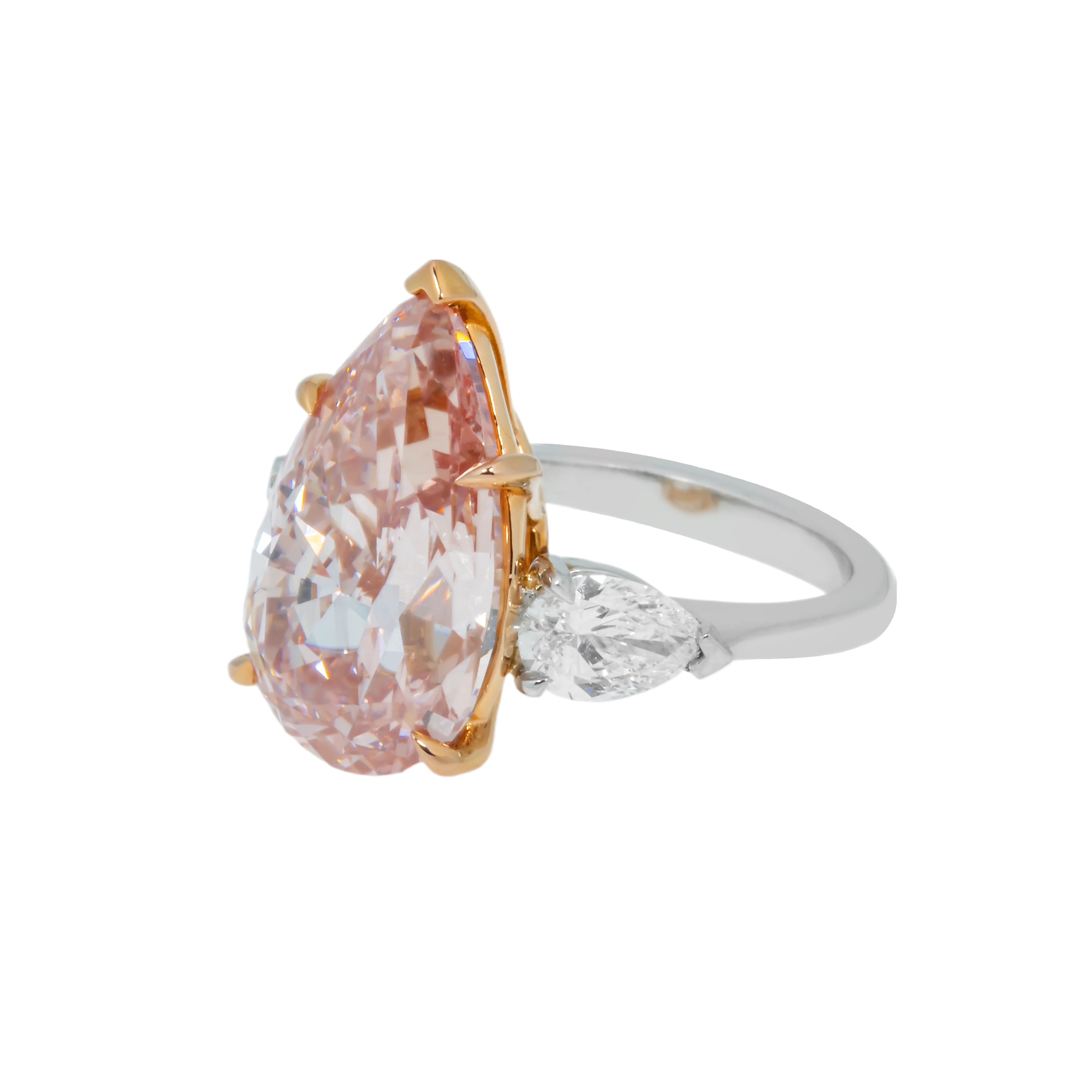 GIA Platinum 8.88ct Pear Cut Fancy Intense Pink Triple Diamond Ring 10.04ctw - Image 4