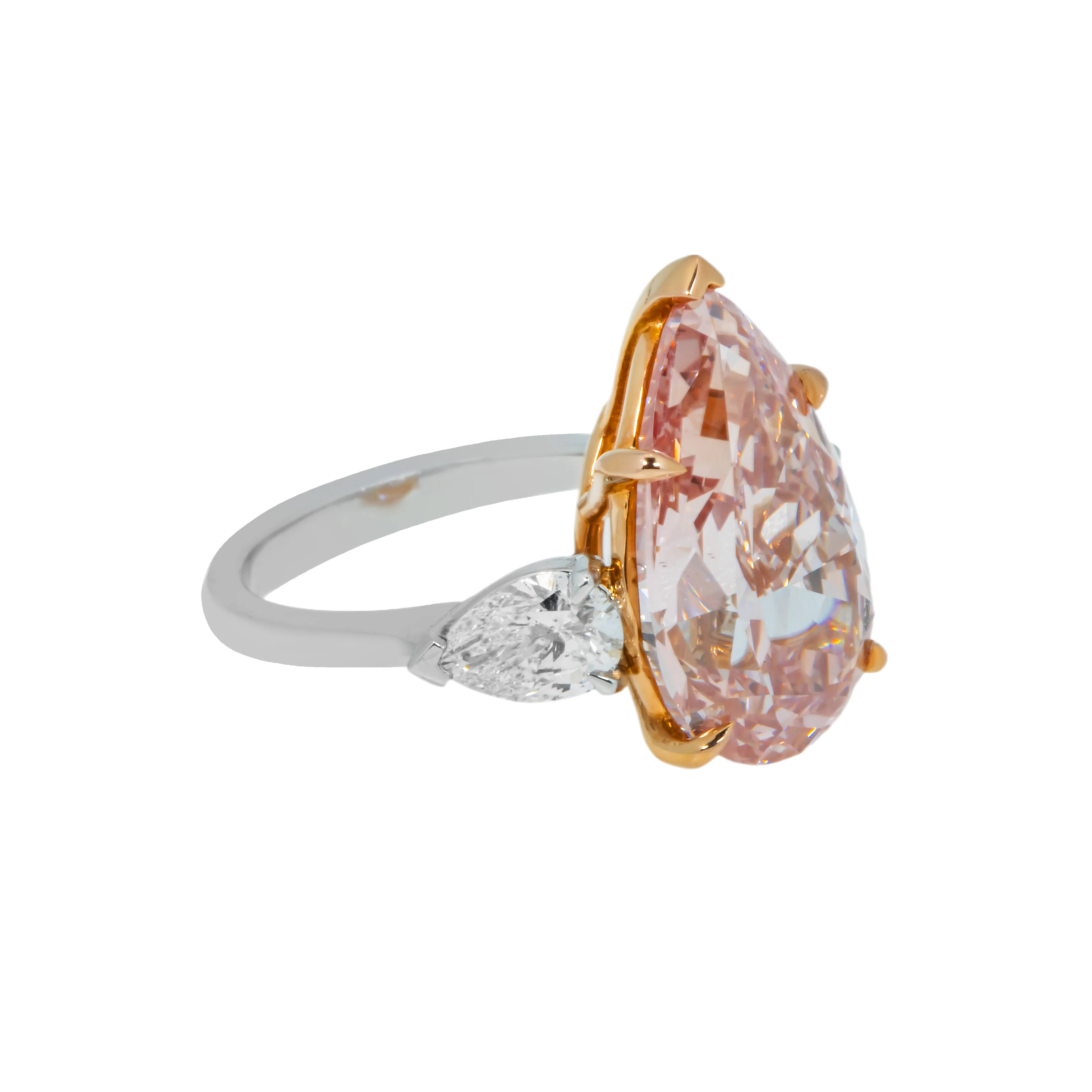 GIA Platinum 8.88ct Pear Cut Fancy Intense Pink Triple Diamond Ring 10.04ctw - Image 5