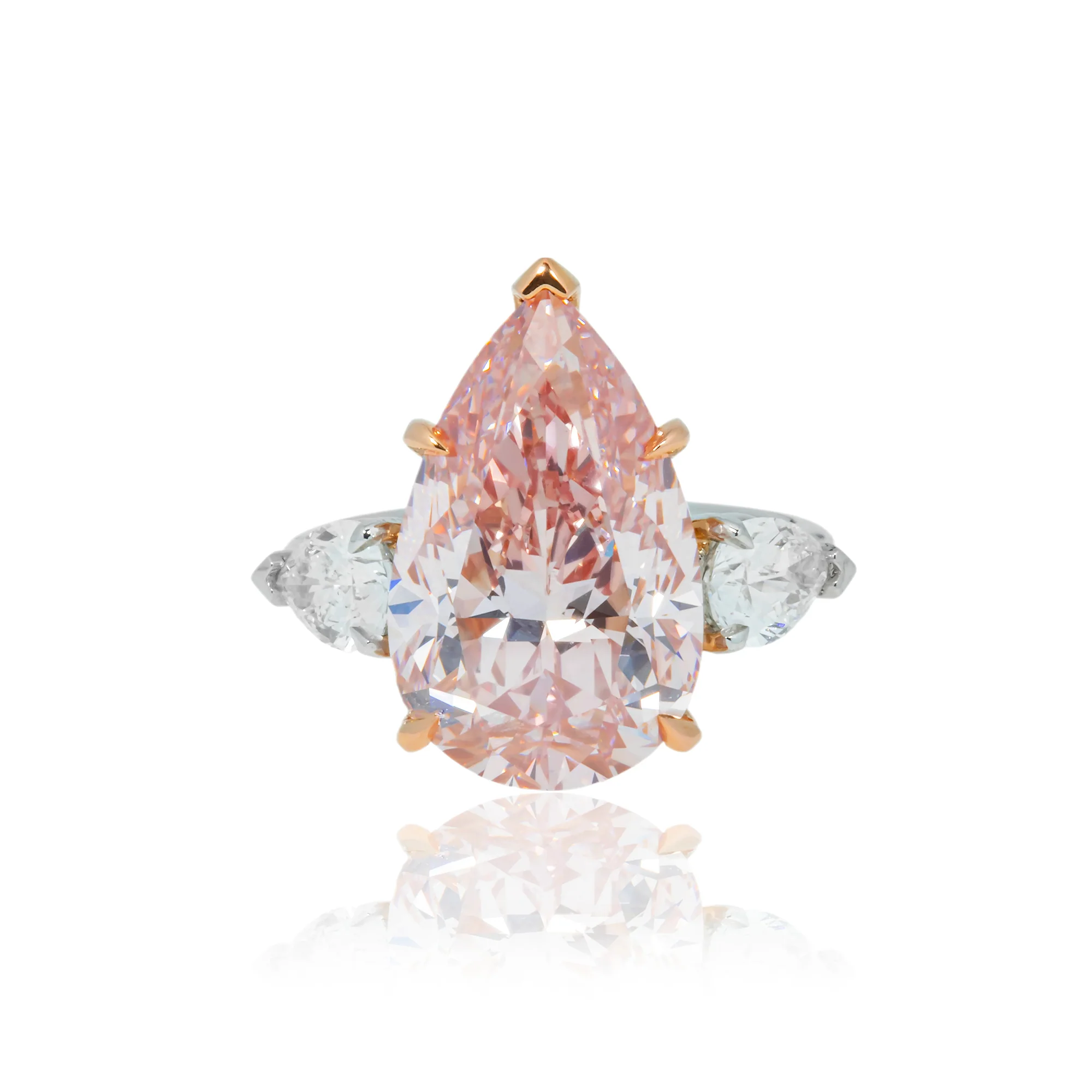 GIA Platinum 8.88ct Pear Cut Fancy Intense Pink Triple Diamond Ring 10.04ctw - Image 7