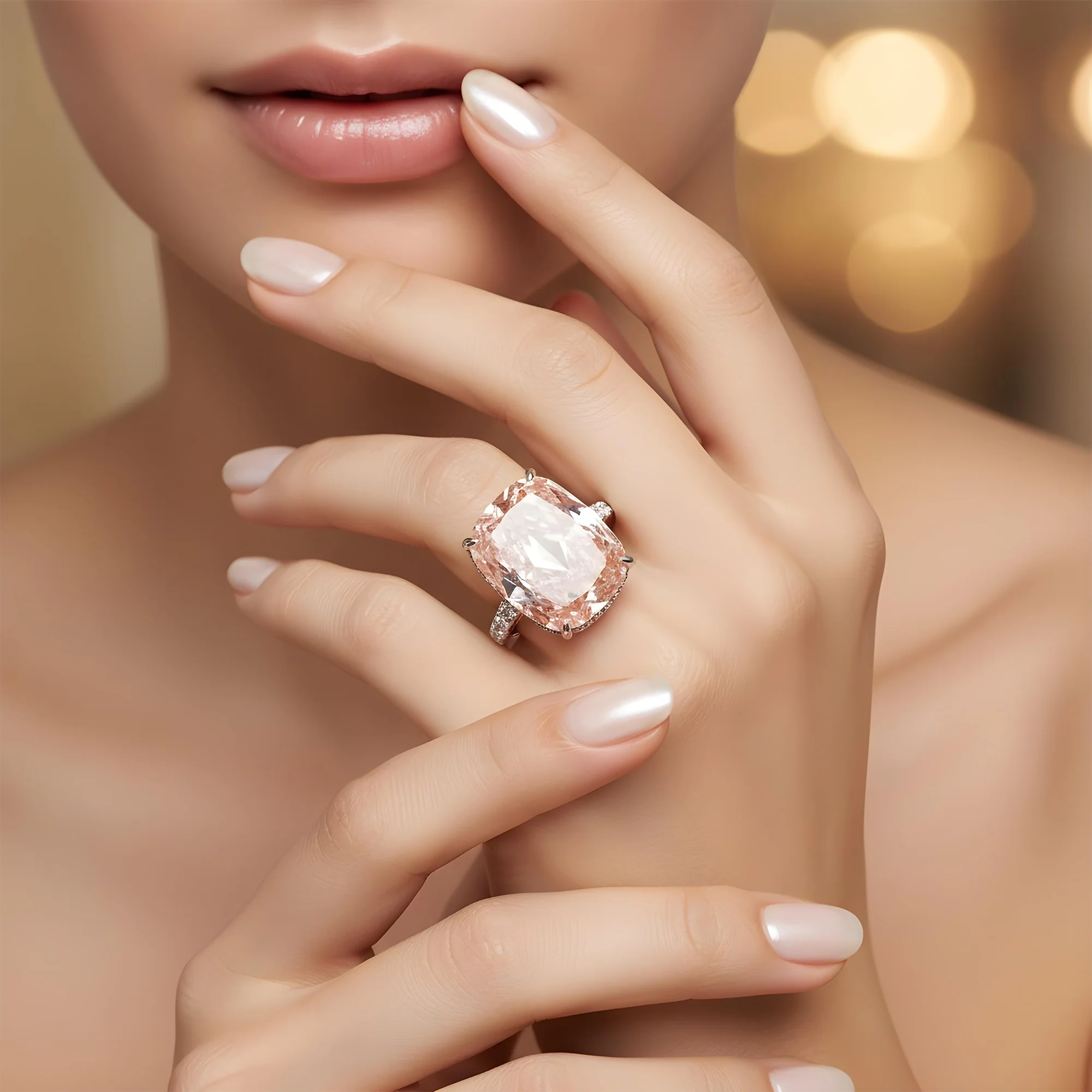 GIA Platinum 20.16ct Cushion Cut Fancy Intense Pink Diamond Ring 21.96ctw - Image 8