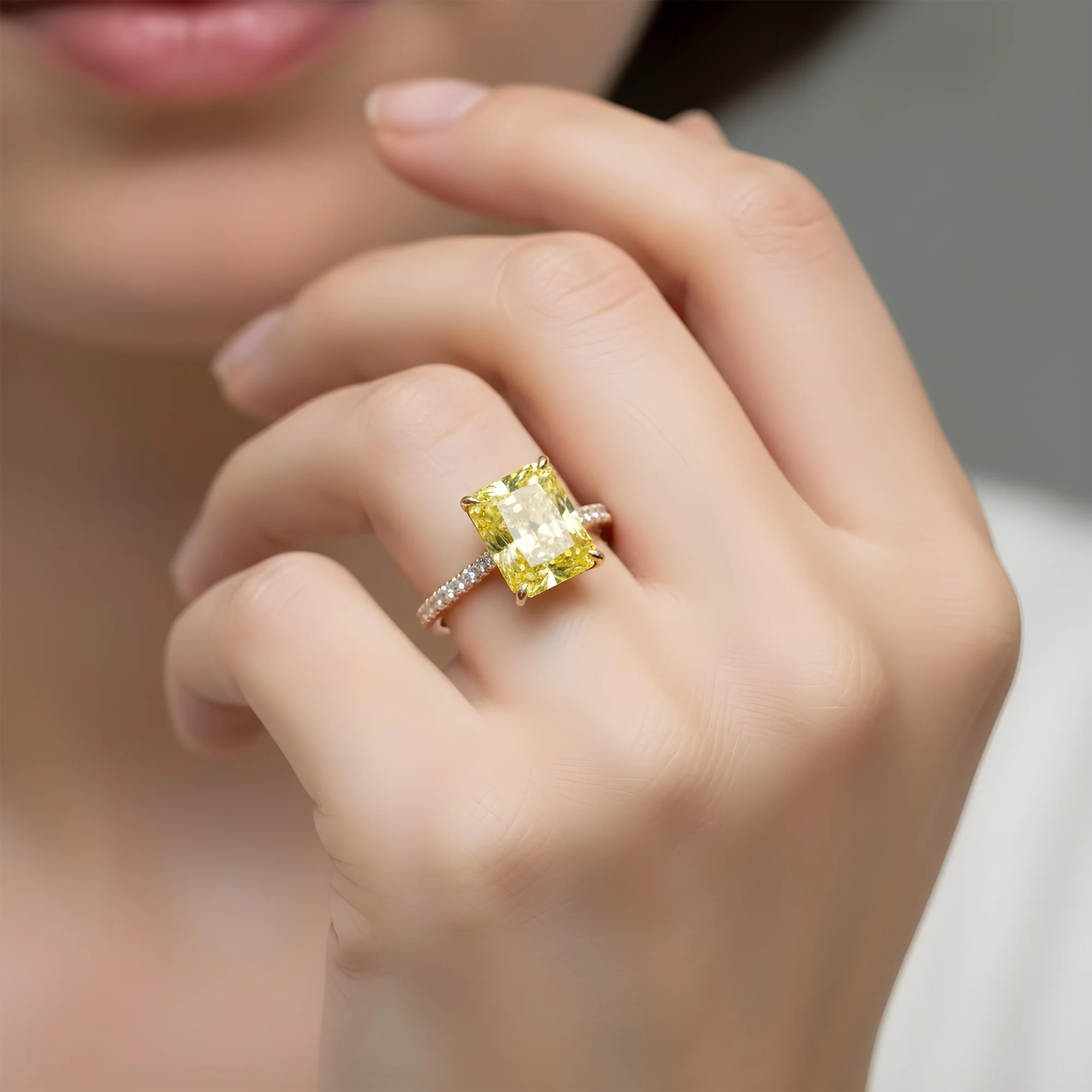 GIA Platinum 8.01ct Radiant Cut Fancy Yellow Diamond Ring 8.46ctw - Image 10