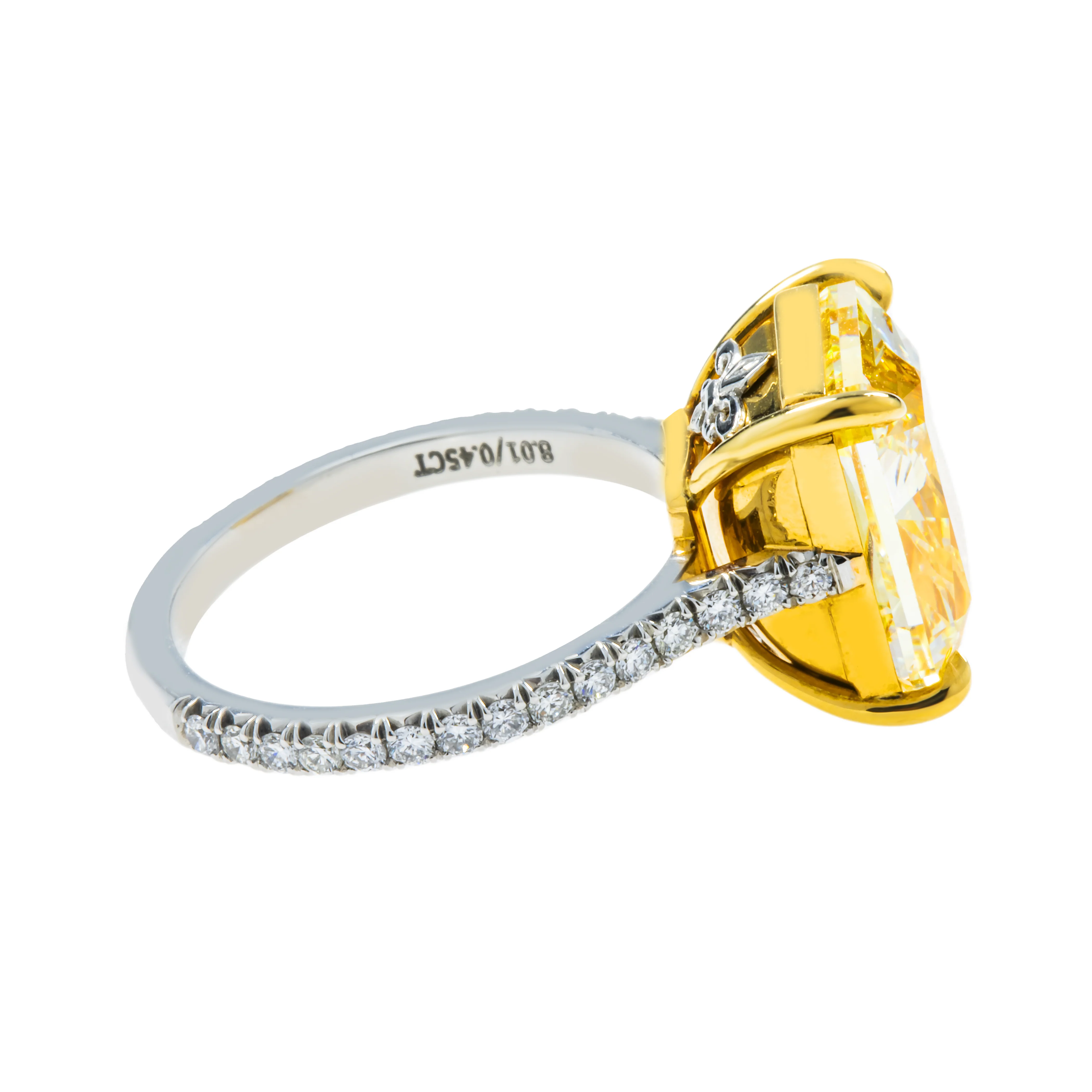 GIA Platinum 8.01ct Radiant Cut Fancy Yellow Diamond Ring 8.46ctw - Image 4