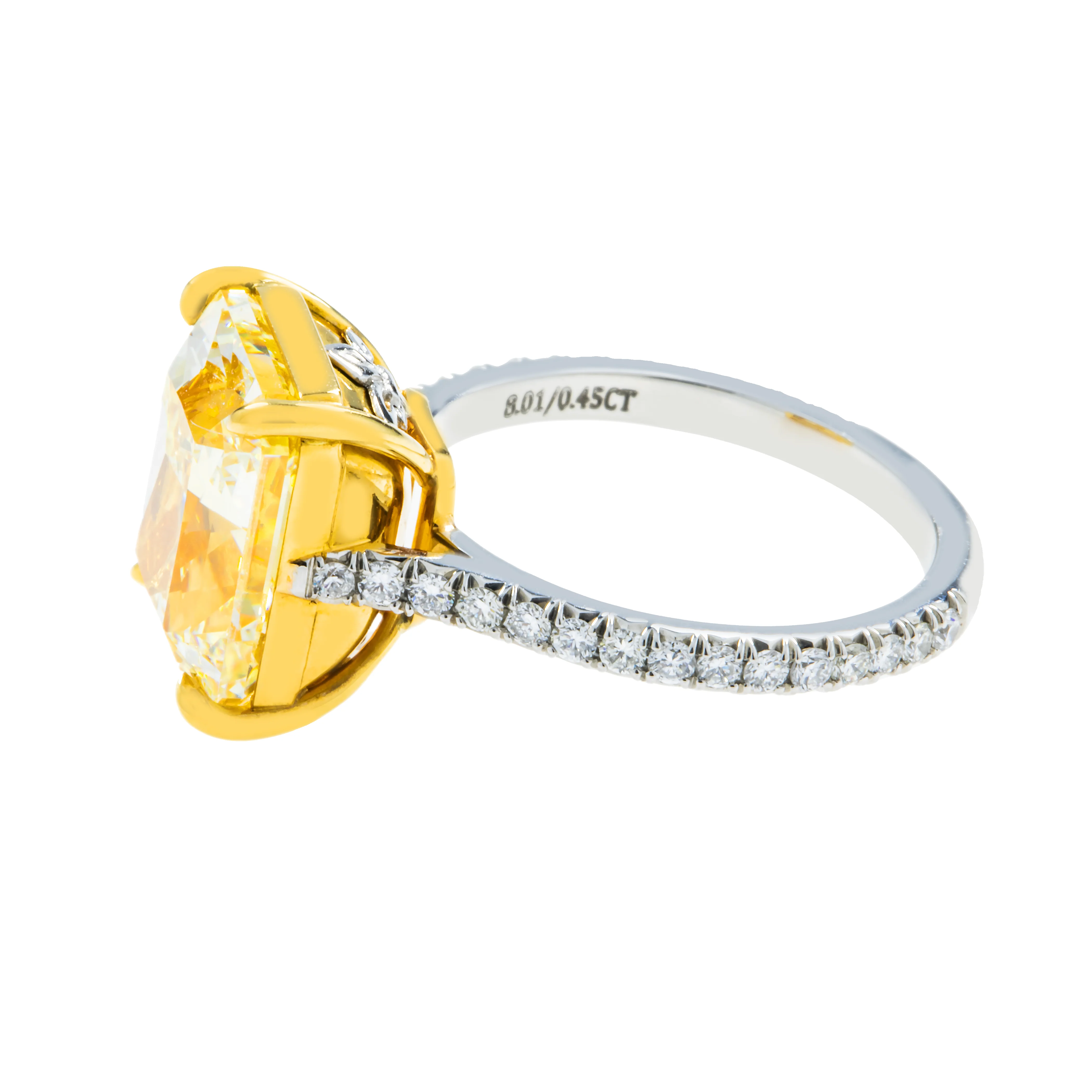 GIA Platinum 8.01ct Radiant Cut Fancy Yellow Diamond Ring 8.46ctw - Image 6