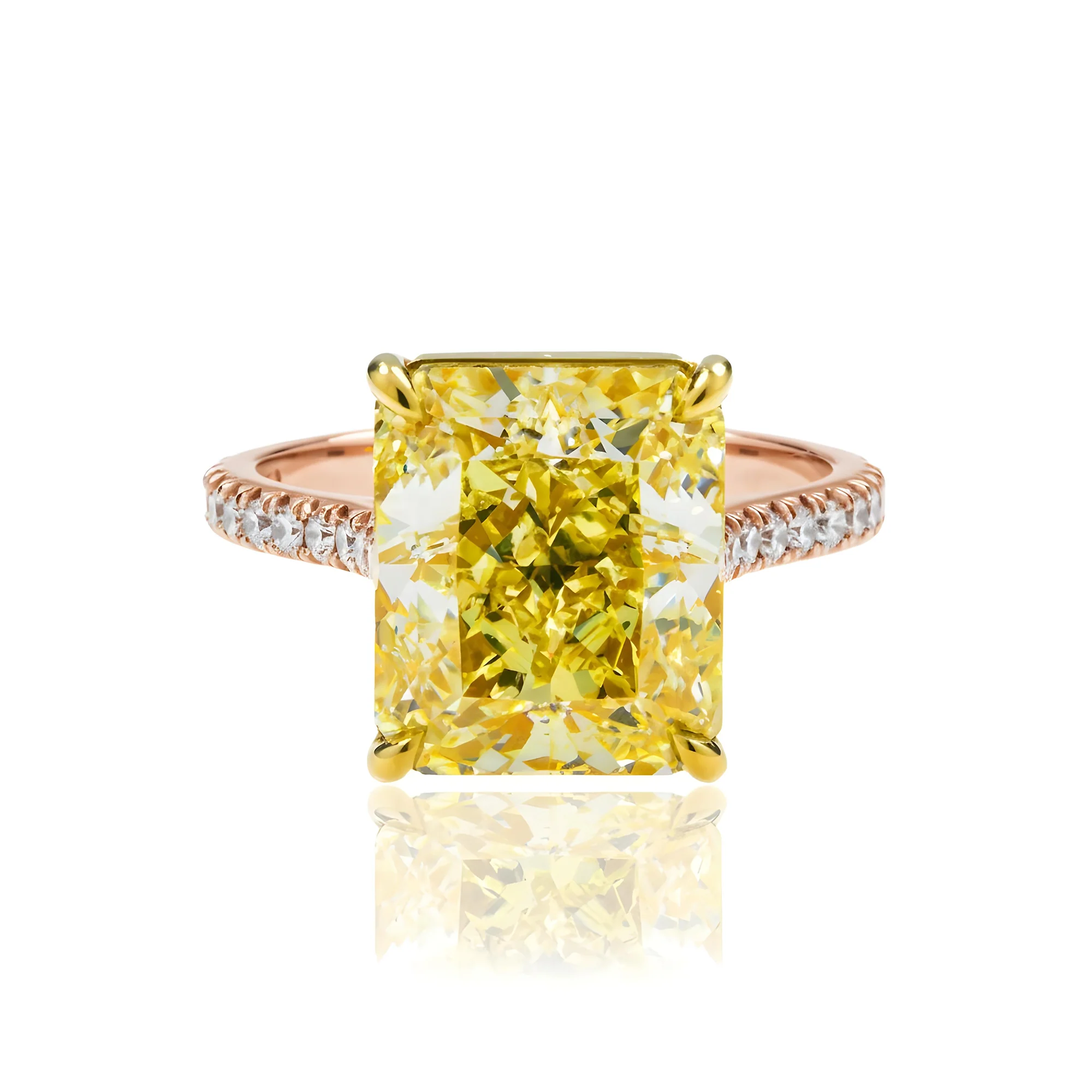GIA Platinum 8.01ct Radiant Cut Fancy Yellow Diamond Ring 8.46ctw - Image 9