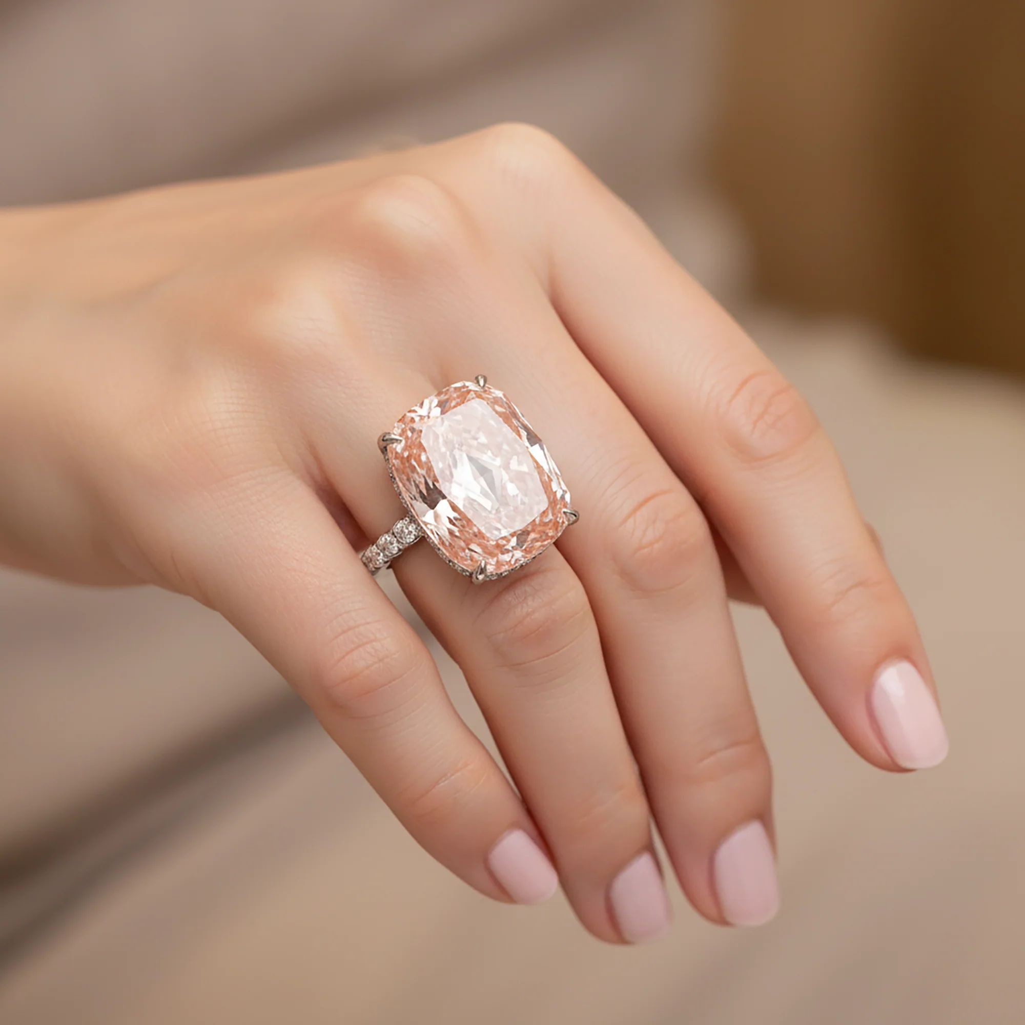 GIA Platinum 20.16ct Cushion Cut Fancy Intense Pink Diamond Ring 21.96ctw - Image 9