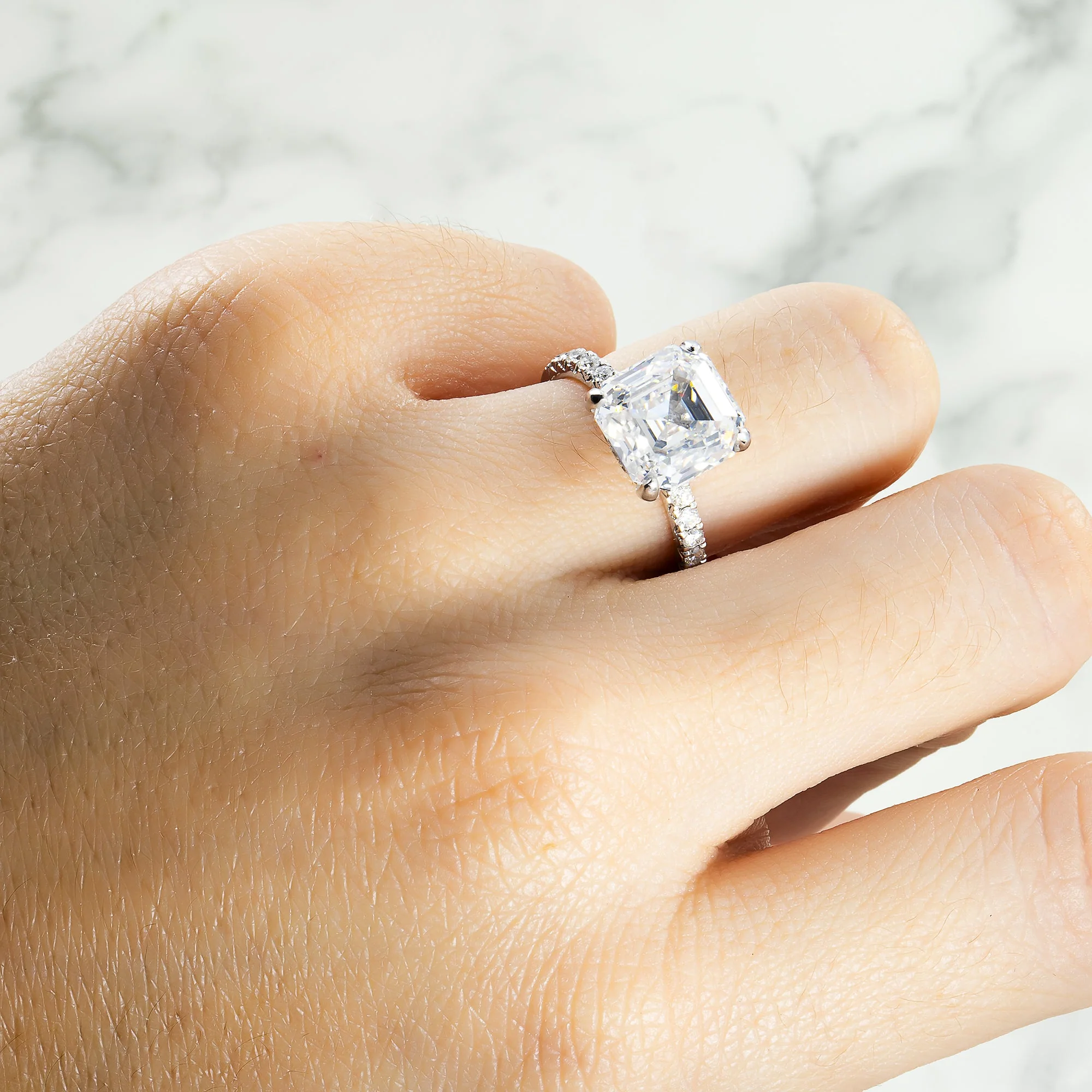 GIA Platinum 6.28ct Asscher Cut Diamond Engagement Ring 7.09ctw - Image 3