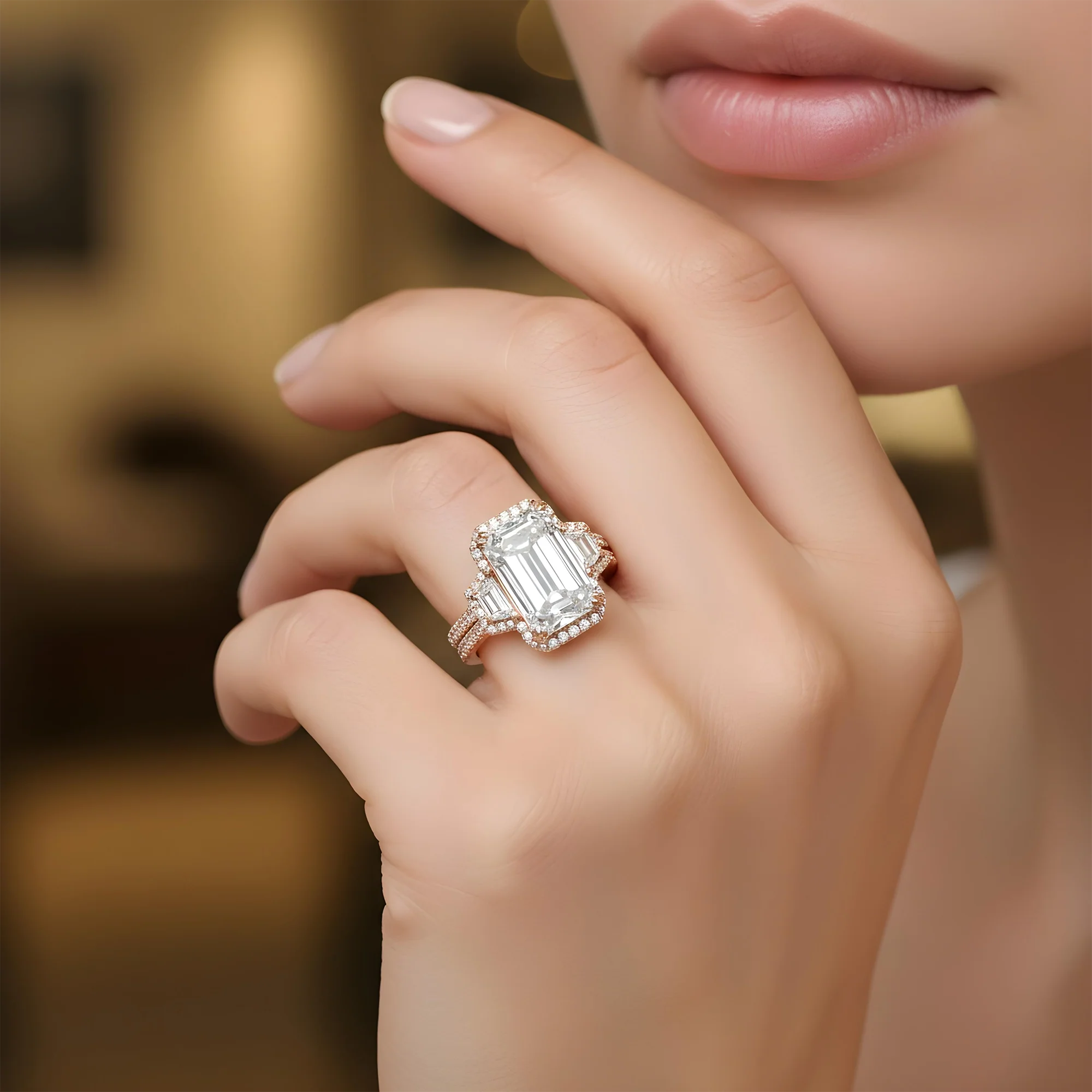 GIA Platinum 7ct Portrait Emerald Cut Diamond Engagement Ring 8.58ctw - Image 10
