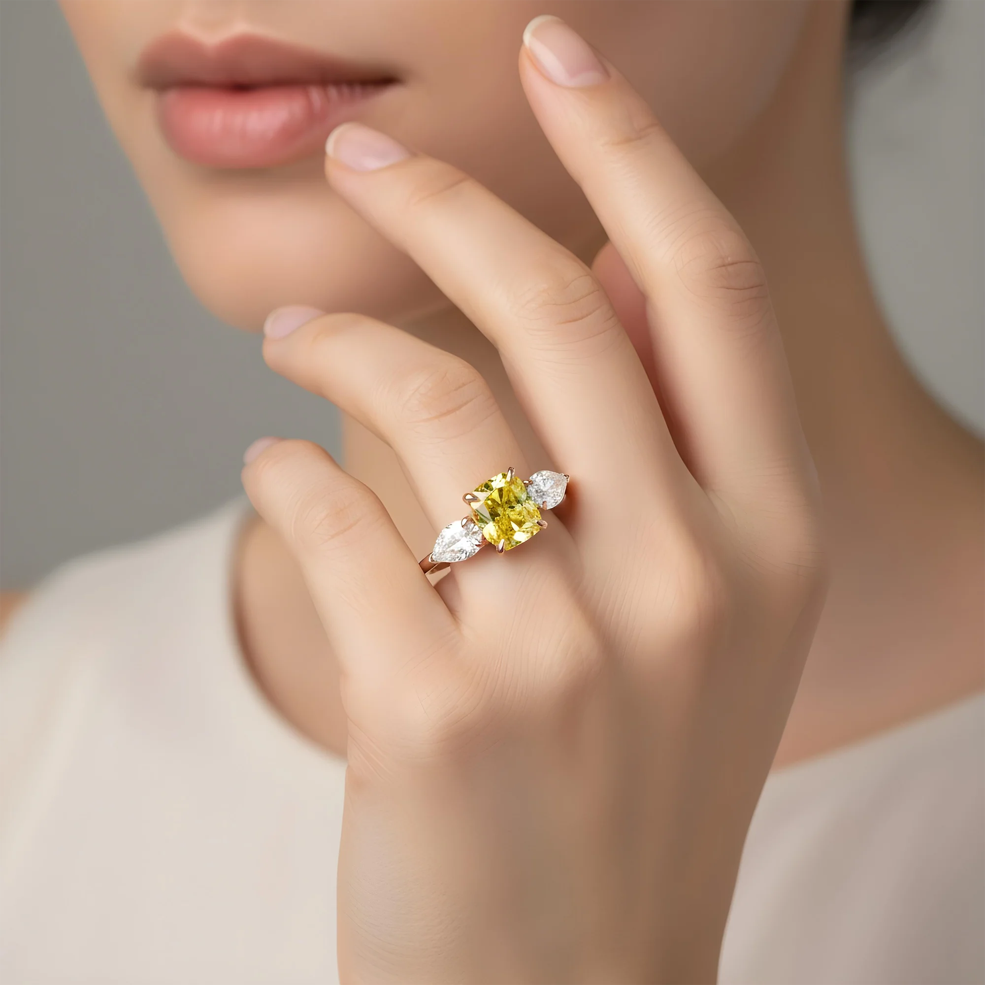 GIA Platinum 2.74ct Fancy Vivid Yellow Cushion Triple Diamond Ring 3.74ctw - Image 11