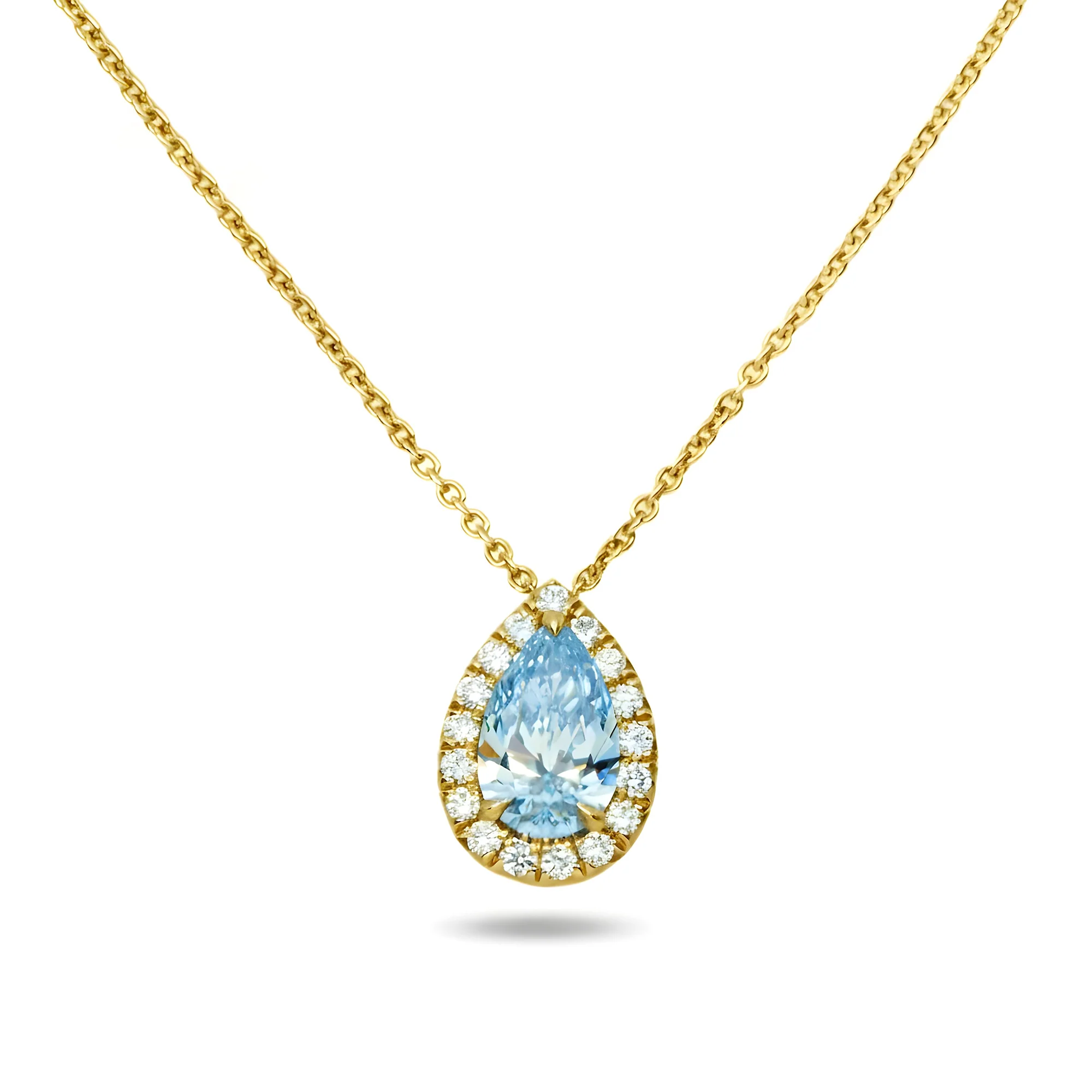 GIA Platinum Pear Cut Fancy Intense Blue Diamond Pendant & Chain Necklace - Image 6