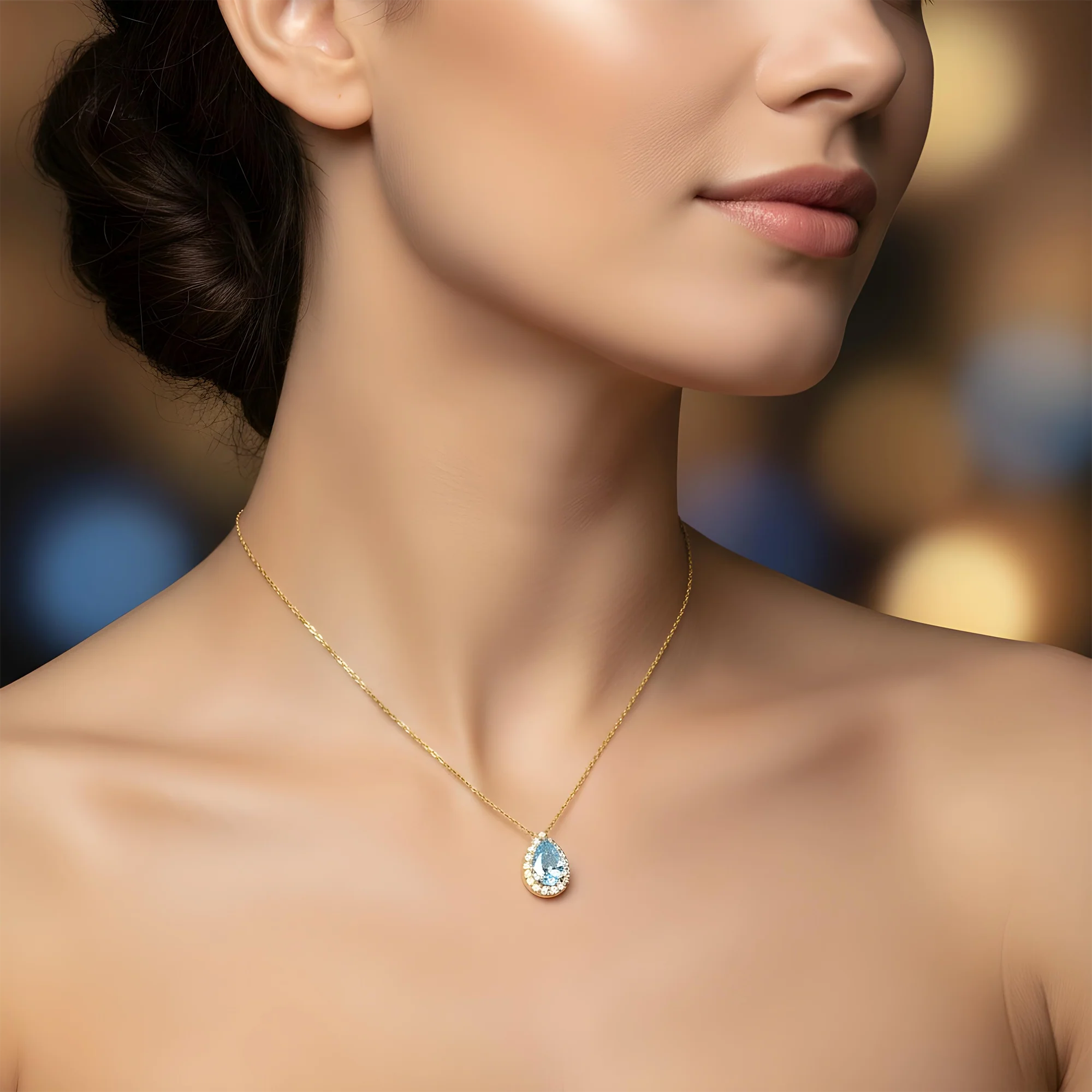 GIA Platinum Pear Cut Fancy Intense Blue Diamond Pendant & Chain Necklace - Image 7