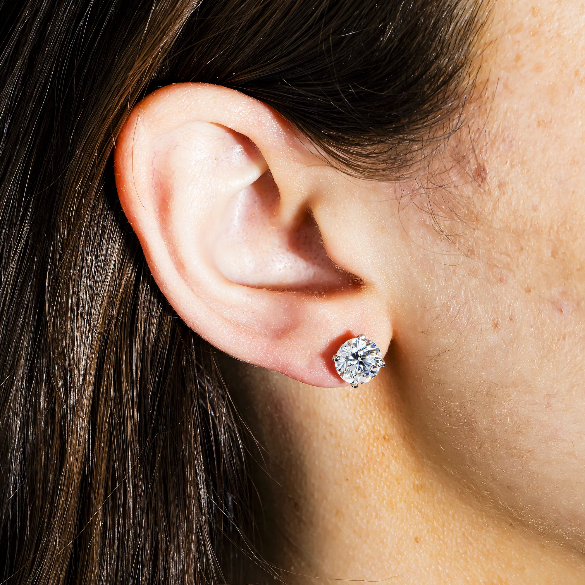 IGI 14K White Gold 2.0ct Each Soliaitre Round Diamond Stud Earrings 4.07ctw - Image 2