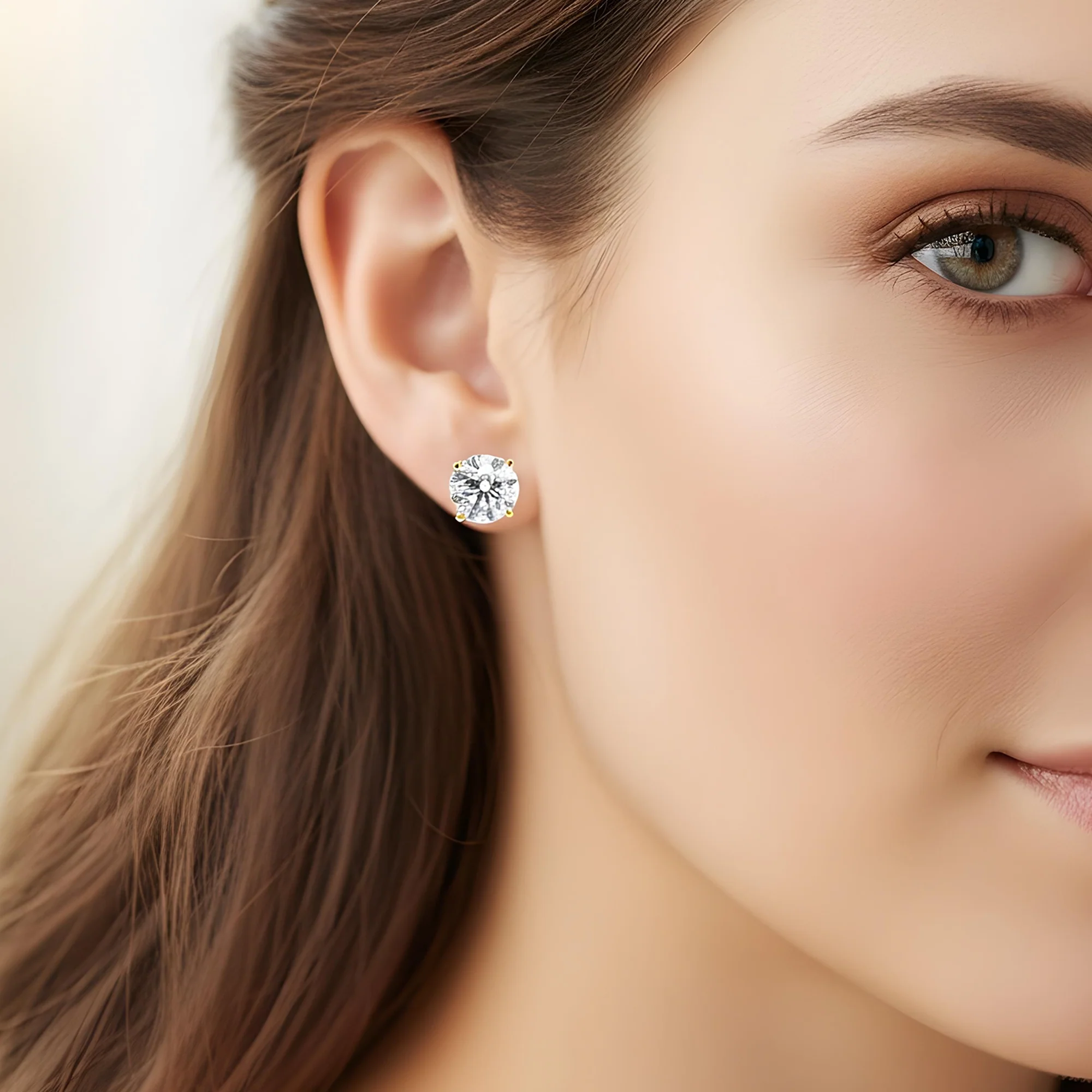 IGI 14K White Gold 2.0ct Each Soliaitre Round Diamond Stud Earrings 4.07ctw - Image 8