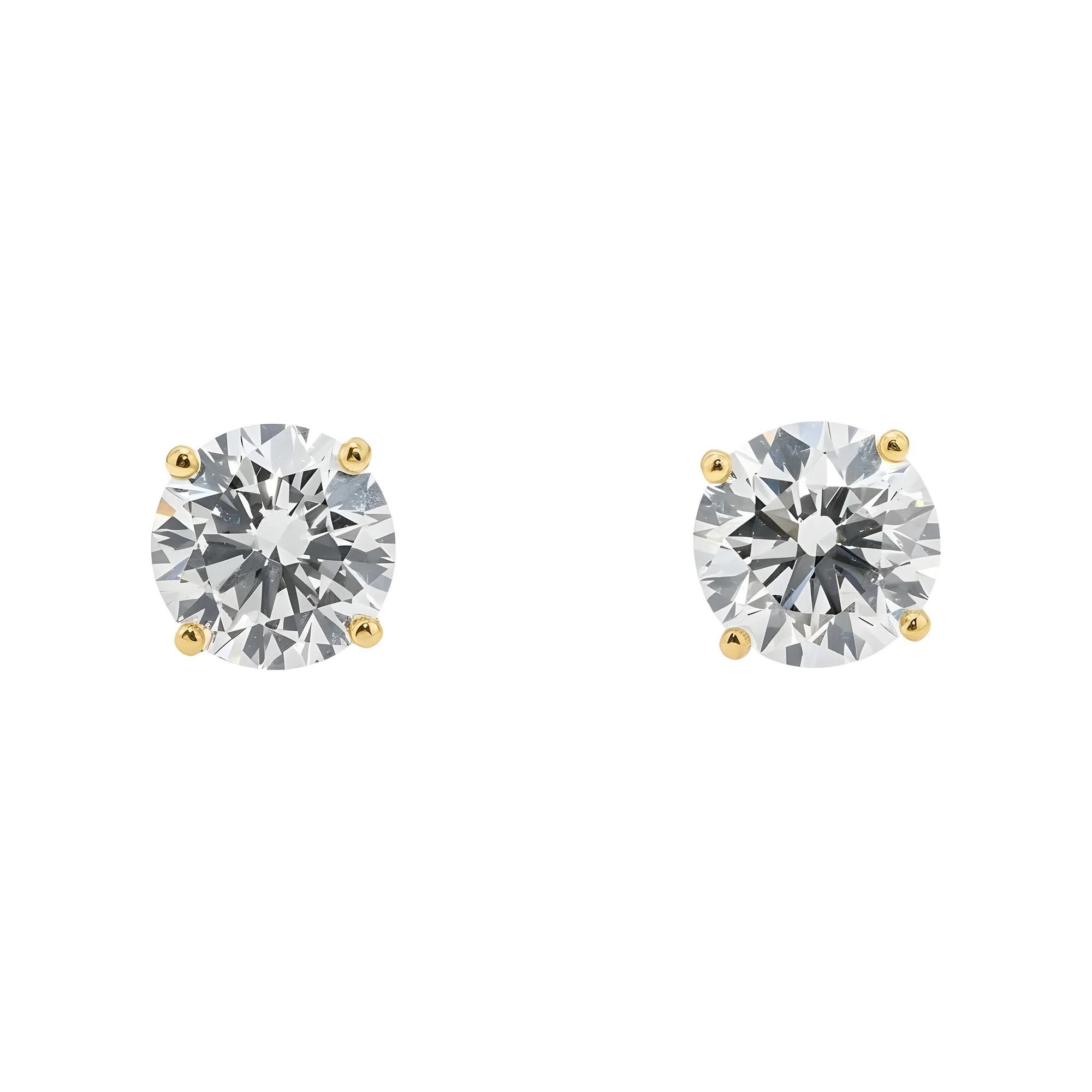 IGI 14K White Gold 2.1ct Each Solitaire Round Diamond Sud Earrings 4.21ctw - Image 6