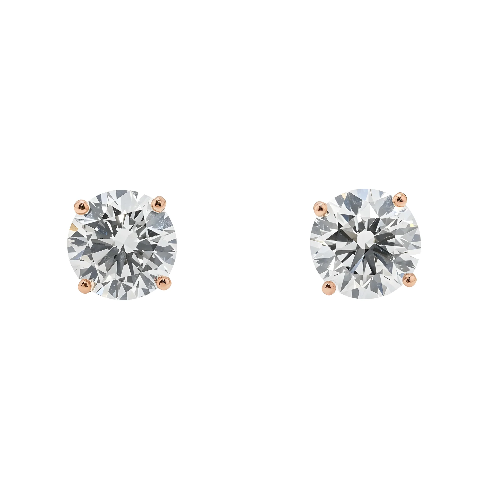 IGI 14K White Gold 2.1ct Each Solitaire Round Diamond Sud Earrings 4.21ctw - Image 8