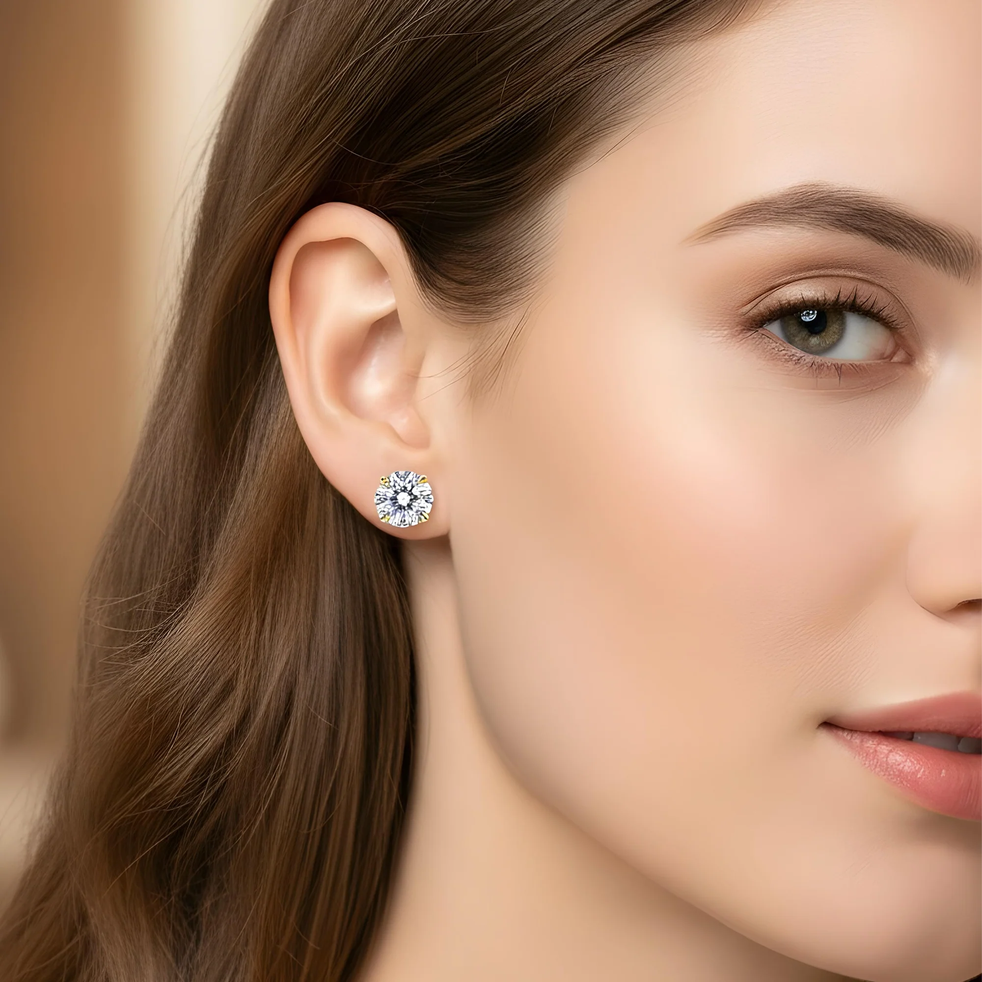 IGI 14K White Gold 3.3ct Each Round Diamond Solitaire Stud Earrings 6.74ctw - Image 7