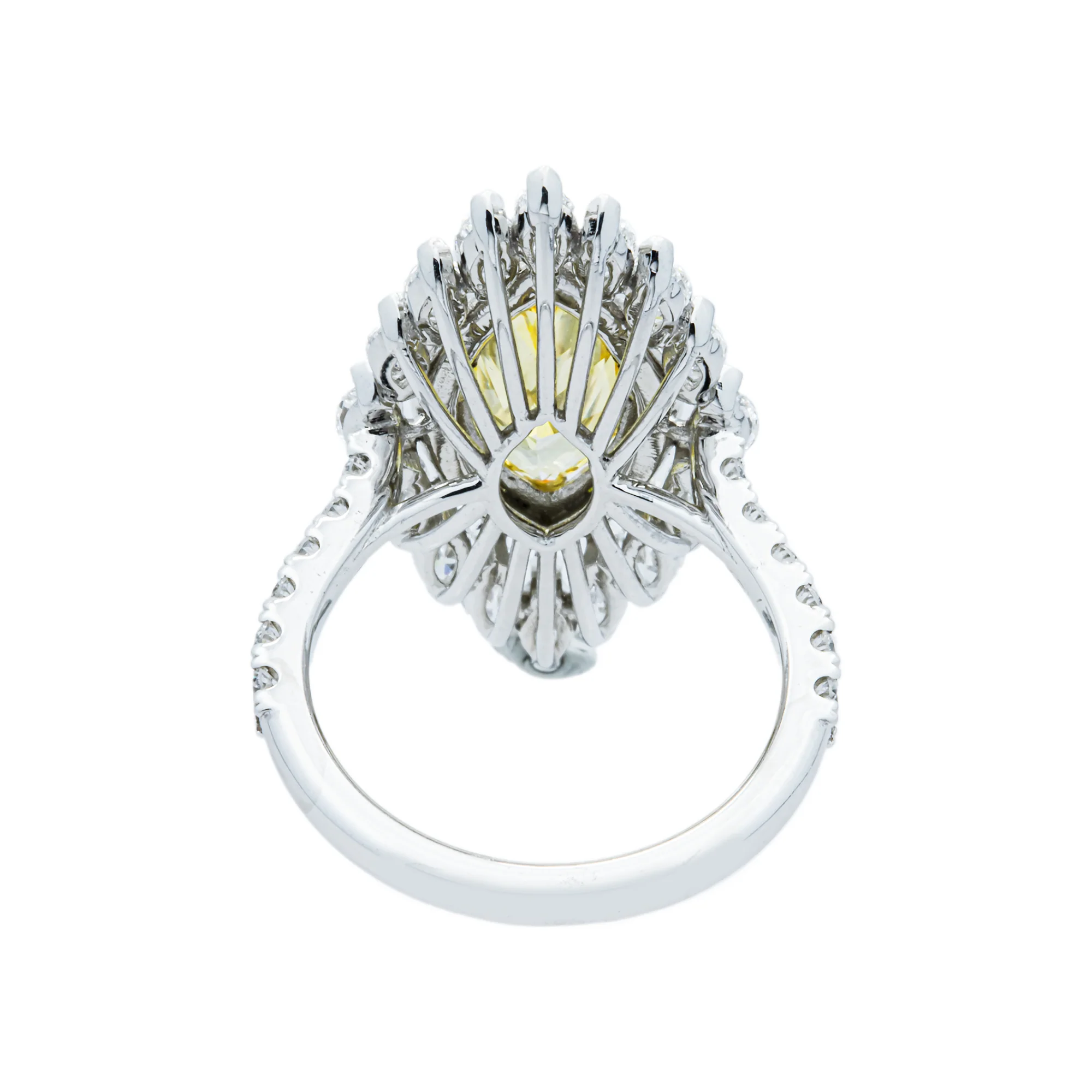 14K White Gold 3.56ct Fancy Yellow & White Marquise Diamond Ring 5.71ctw - Image 5