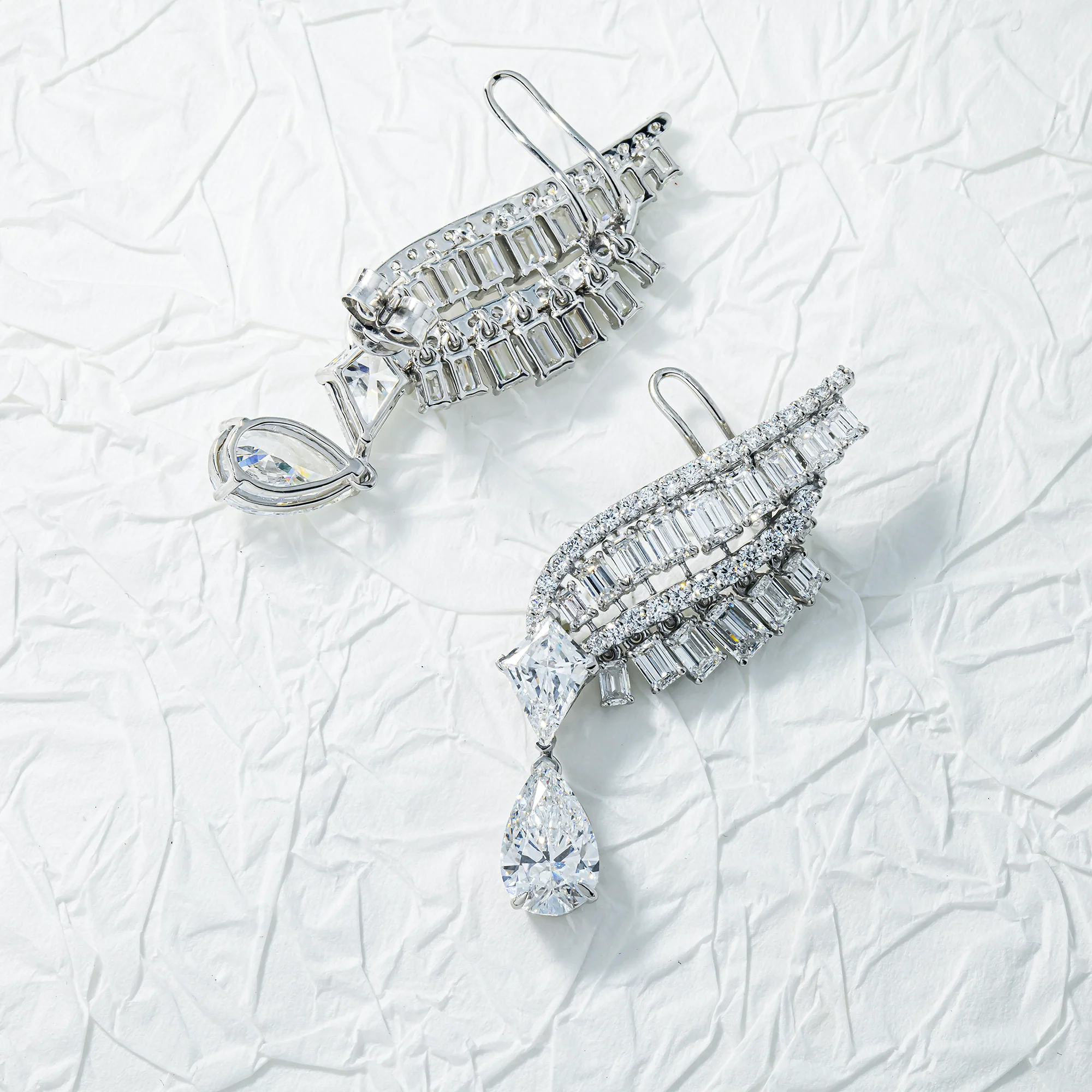 IGI 14K White Gold Angel Wing Diamond Climber Earrings 8.73ctw - Image 2