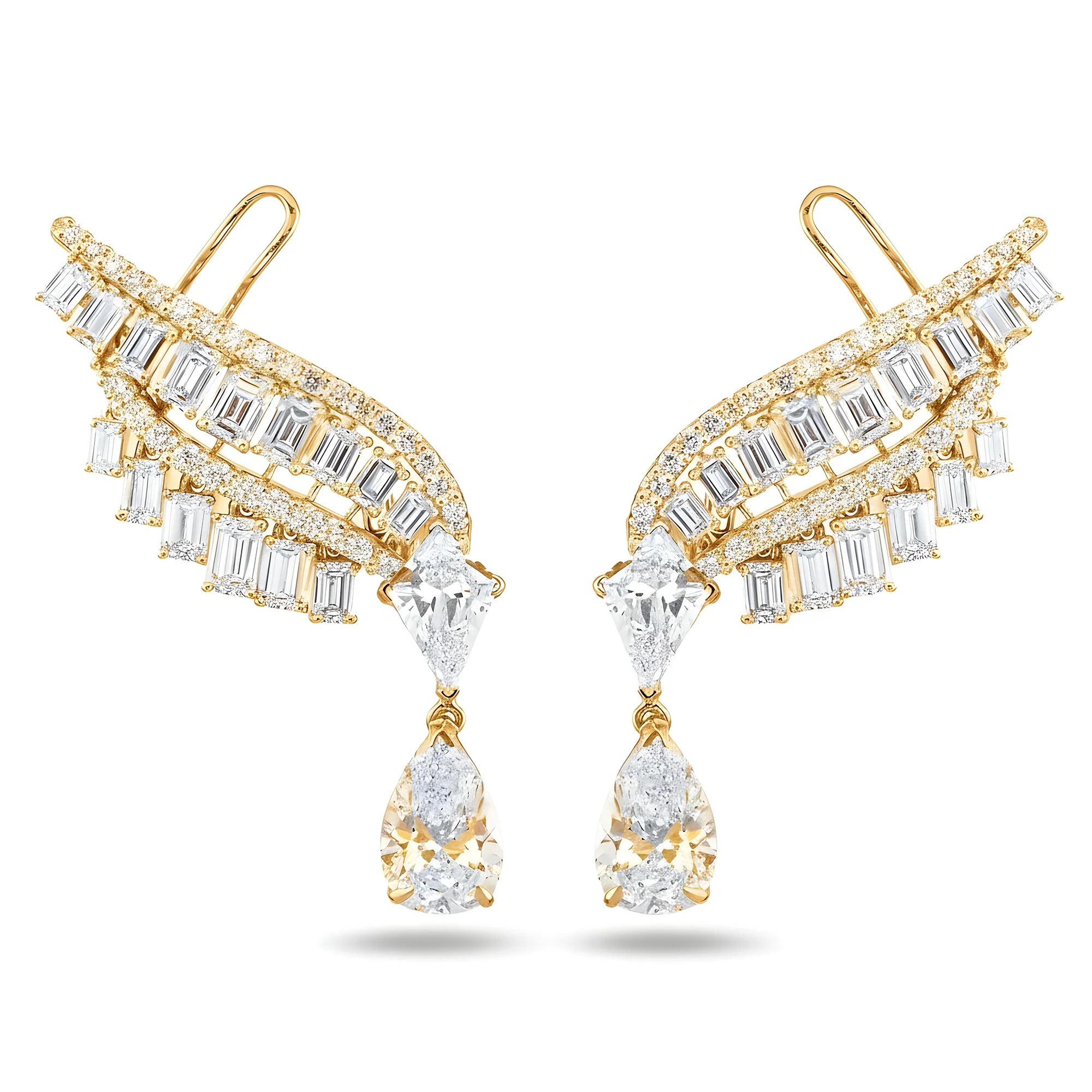 IGI 14K White Gold Angel Wing Diamond Climber Earrings 8.73ctw - Image 4