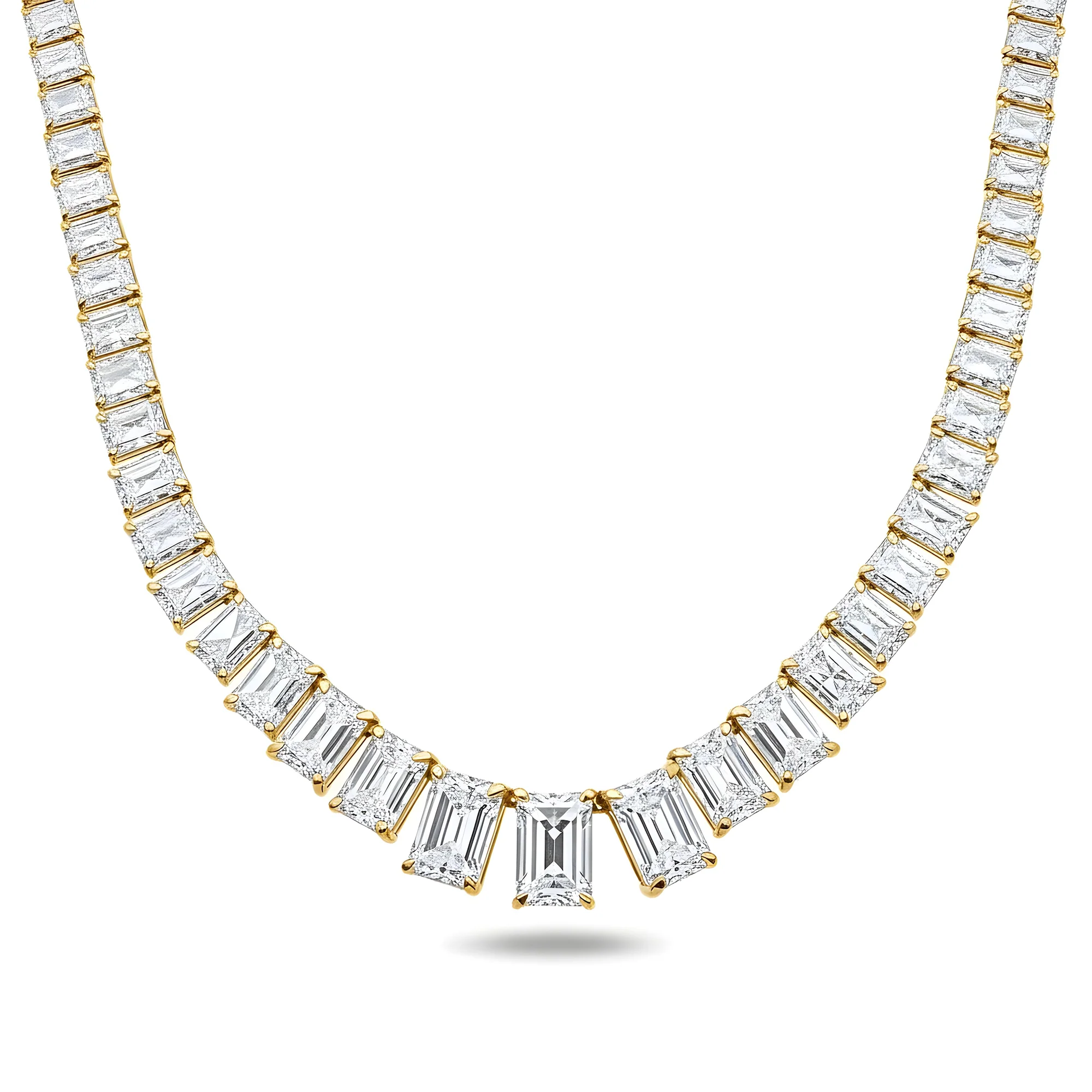 IGI 14K White Gold Graduated Radiant Cut Diamond Necklace 52.50ct - Image 5