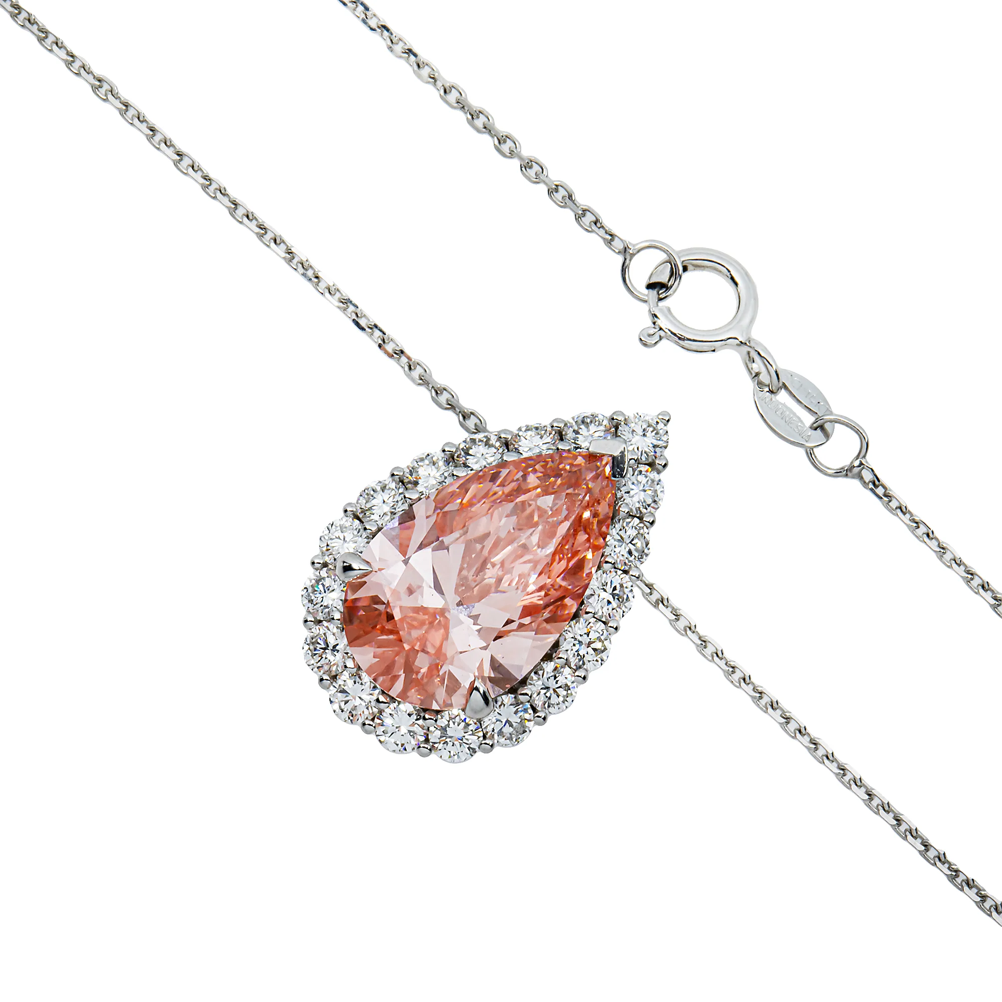 IGI 18K White Gold Pear Cut Fancy Vivid Pink Diamond Pendant & Chain Necklace 6.13ct - Image 3