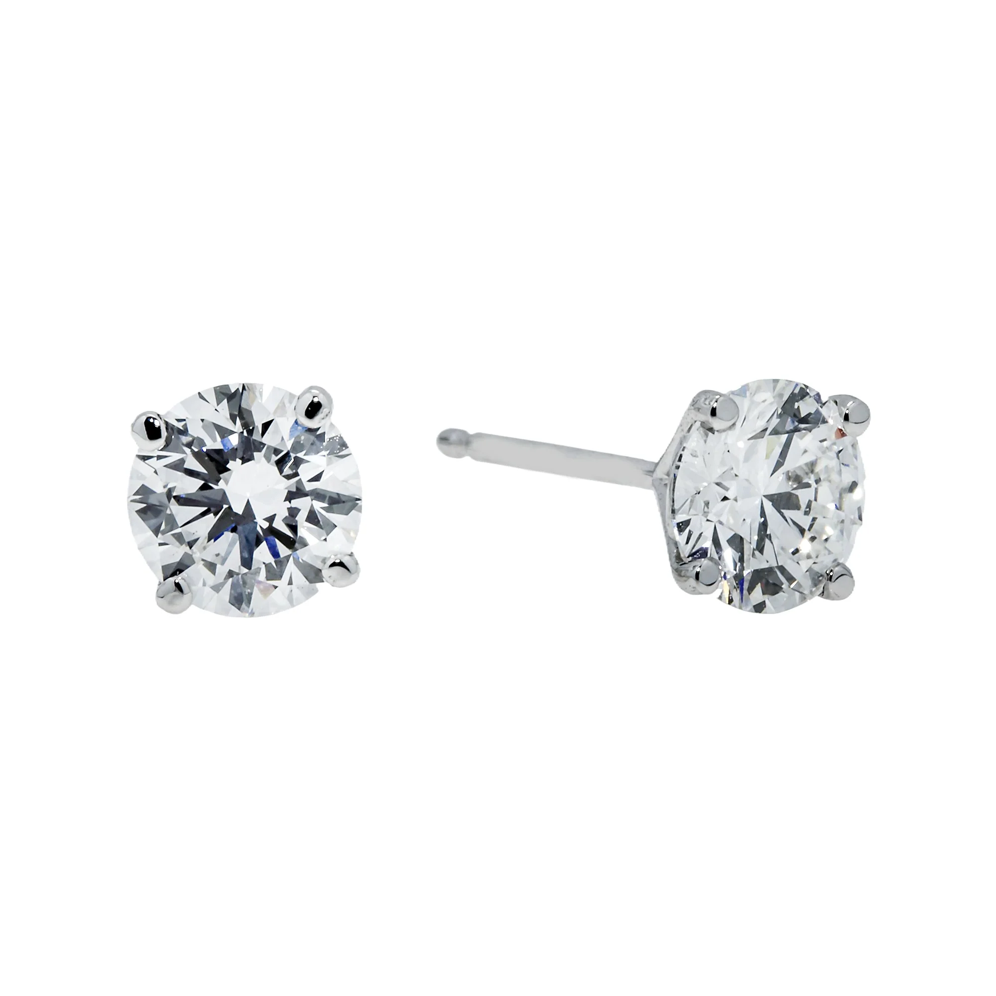 IGI 14K White Gold 1.10ct Each Solitaire Round Diamond Stud Earrings 2.20ctw - Image 4
