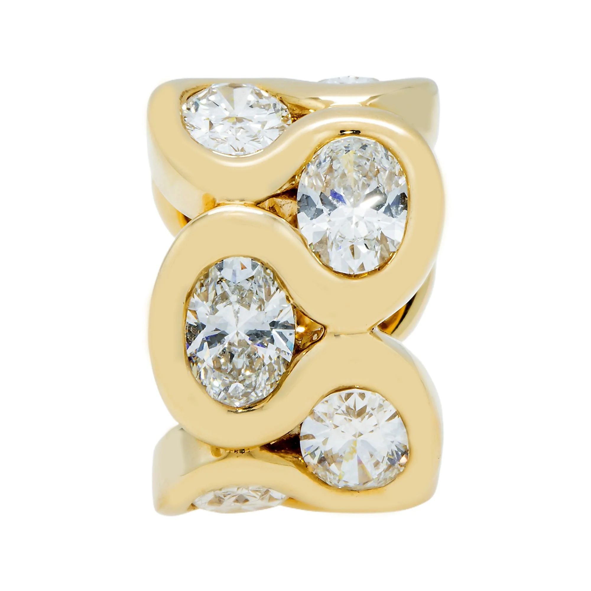 IGI 14K Yellow Gold Oval Diamond Honeycomb Ring 15.47ct - Image 3