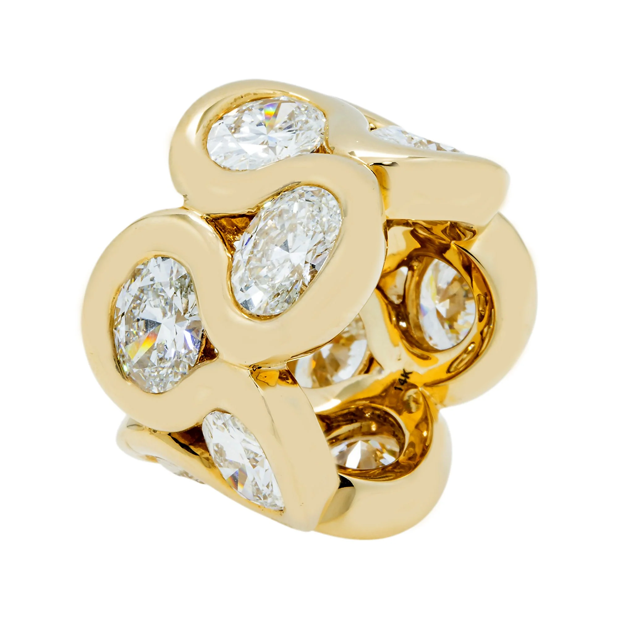 IGI 14K Yellow Gold Oval Diamond Honeycomb Ring 15.47ct - Image 5
