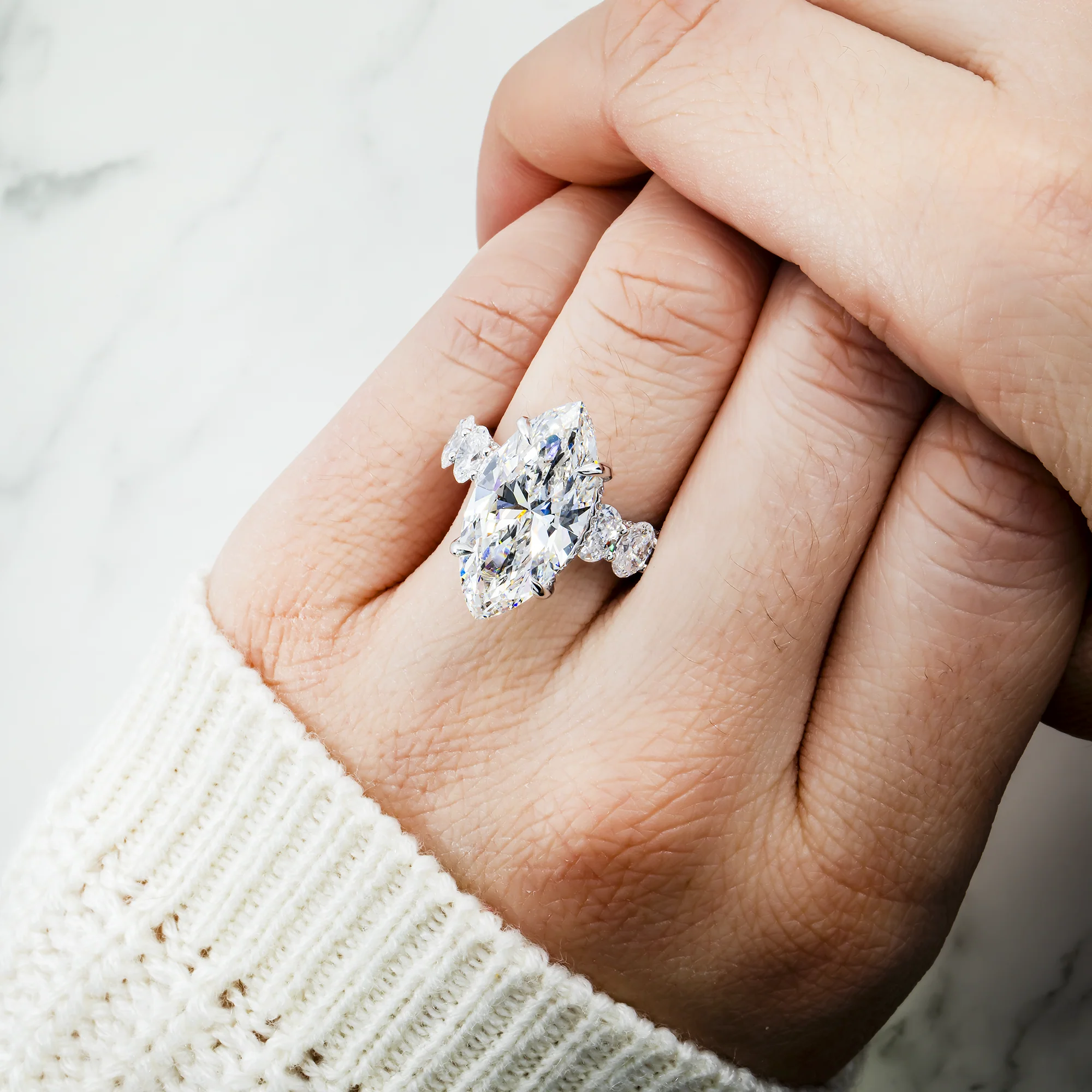 IGI 18K White Gold 8.03ct Marquise Cut Diamond Engagement Ring 10.78ctw - Image 3