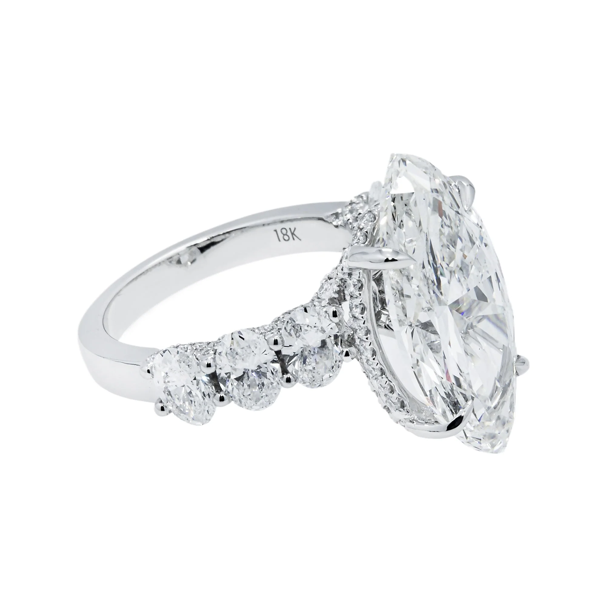 IGI 18K White Gold 8.03ct Marquise Cut Diamond Engagement Ring 10.78ctw - Image 6
