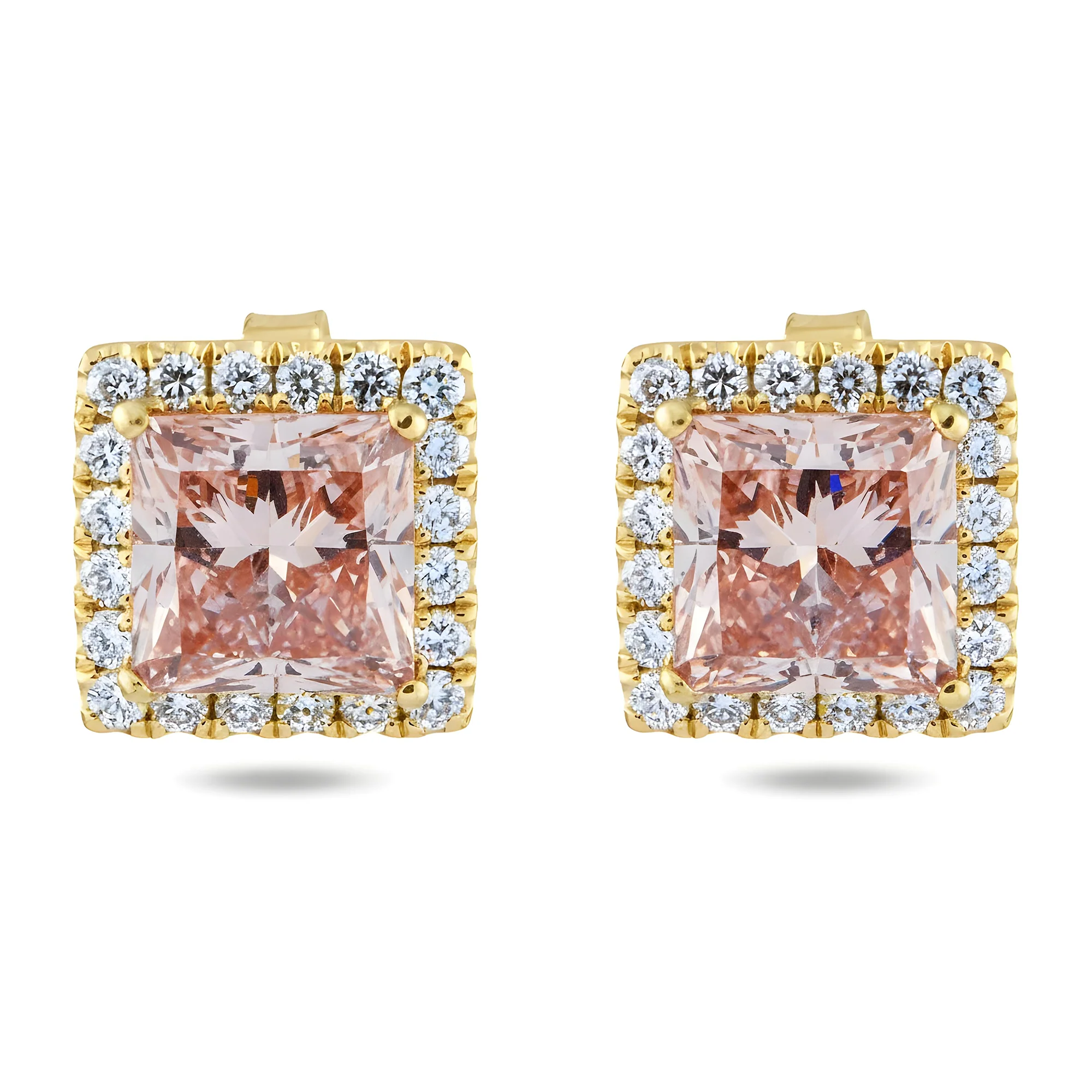 IGI 18K White Gold Fancy Intense Pink Princess Diamond Stud Earrings 4.54ctw - Image 4