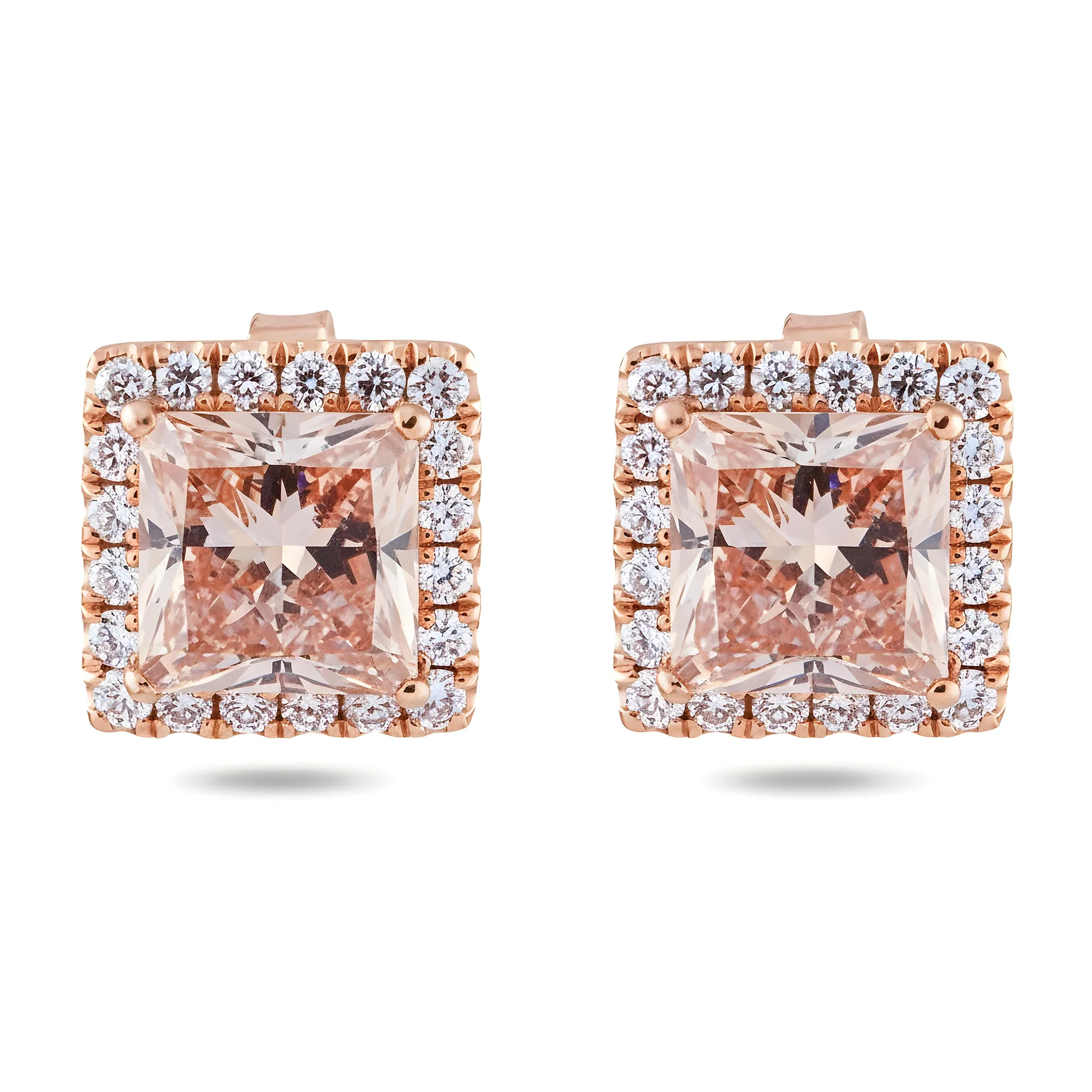 IGI 18K White Gold Fancy Intense Pink Princess Diamond Stud Earrings 4.54ctw - Image 6