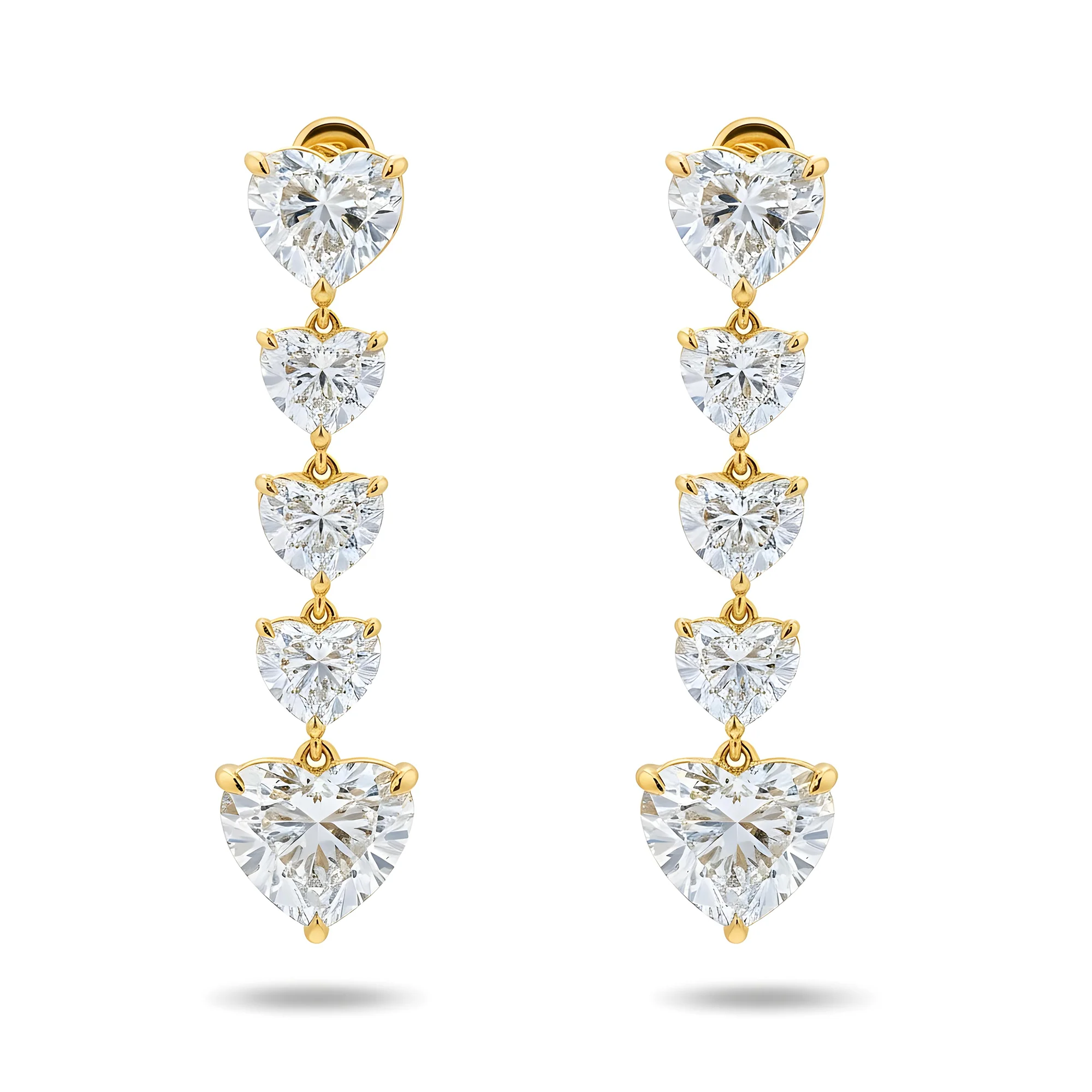 IGI 18K White Gold String of Hearts Diamond Drop Earrings 18.61ctw - Image 4