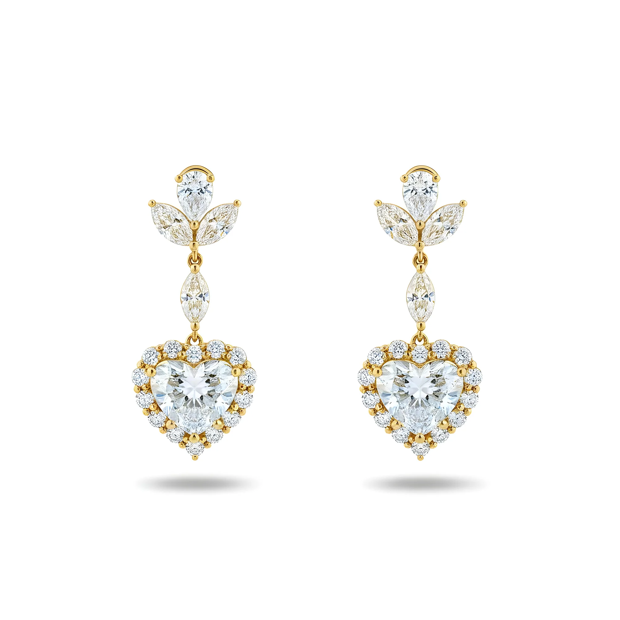 IGI 18K White Gold Heart Cut Diamond Drop Earrings 4.65ctw - Image 4
