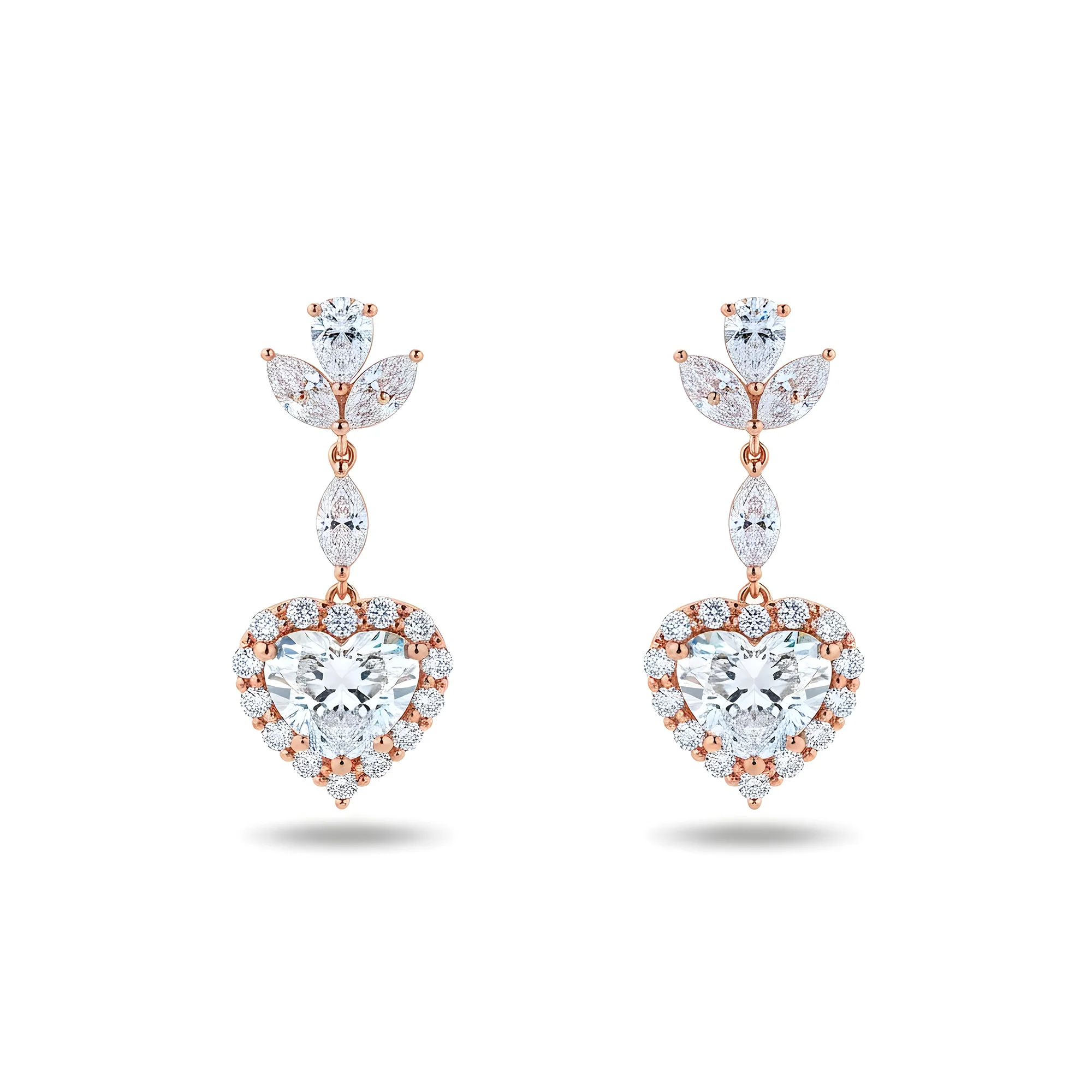 IGI 18K White Gold Heart Cut Diamond Drop Earrings 4.65ctw - Image 6