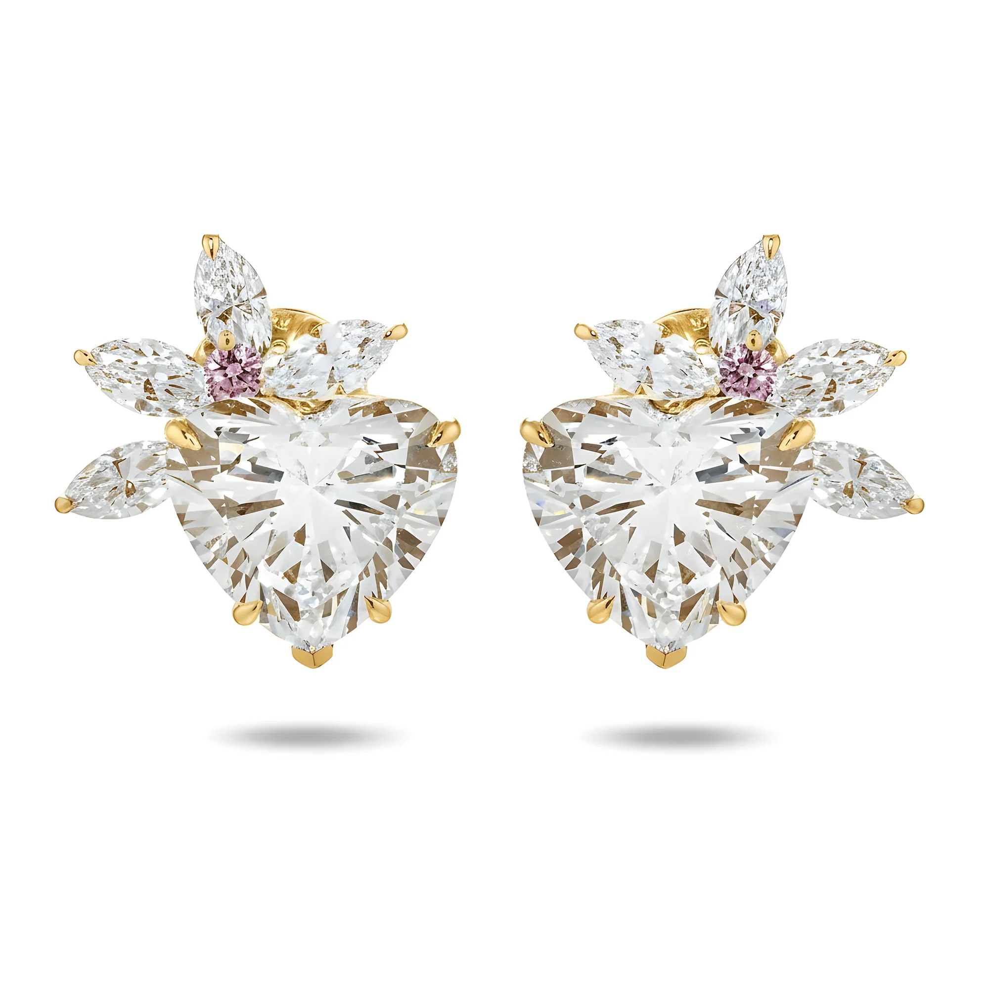 IGI 18K White Gold Love Sprout Heart Cut Diamond Earrings 11.93ctw - Image 4
