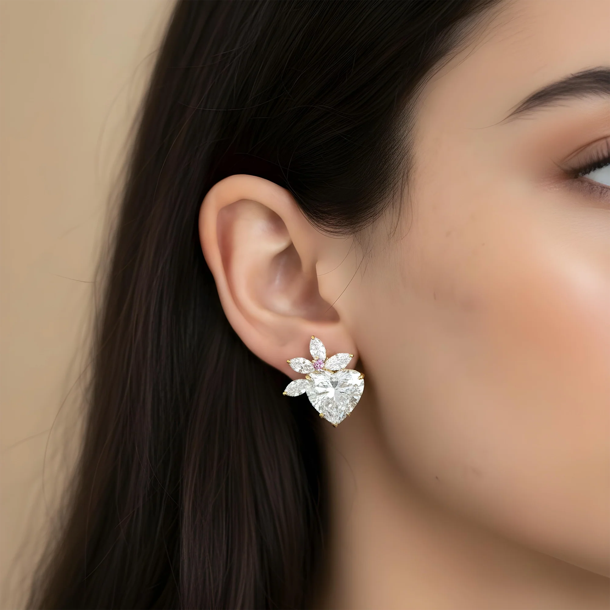 IGI 18K White Gold Love Sprout Heart Cut Diamond Earrings 11.93ctw - Image 5