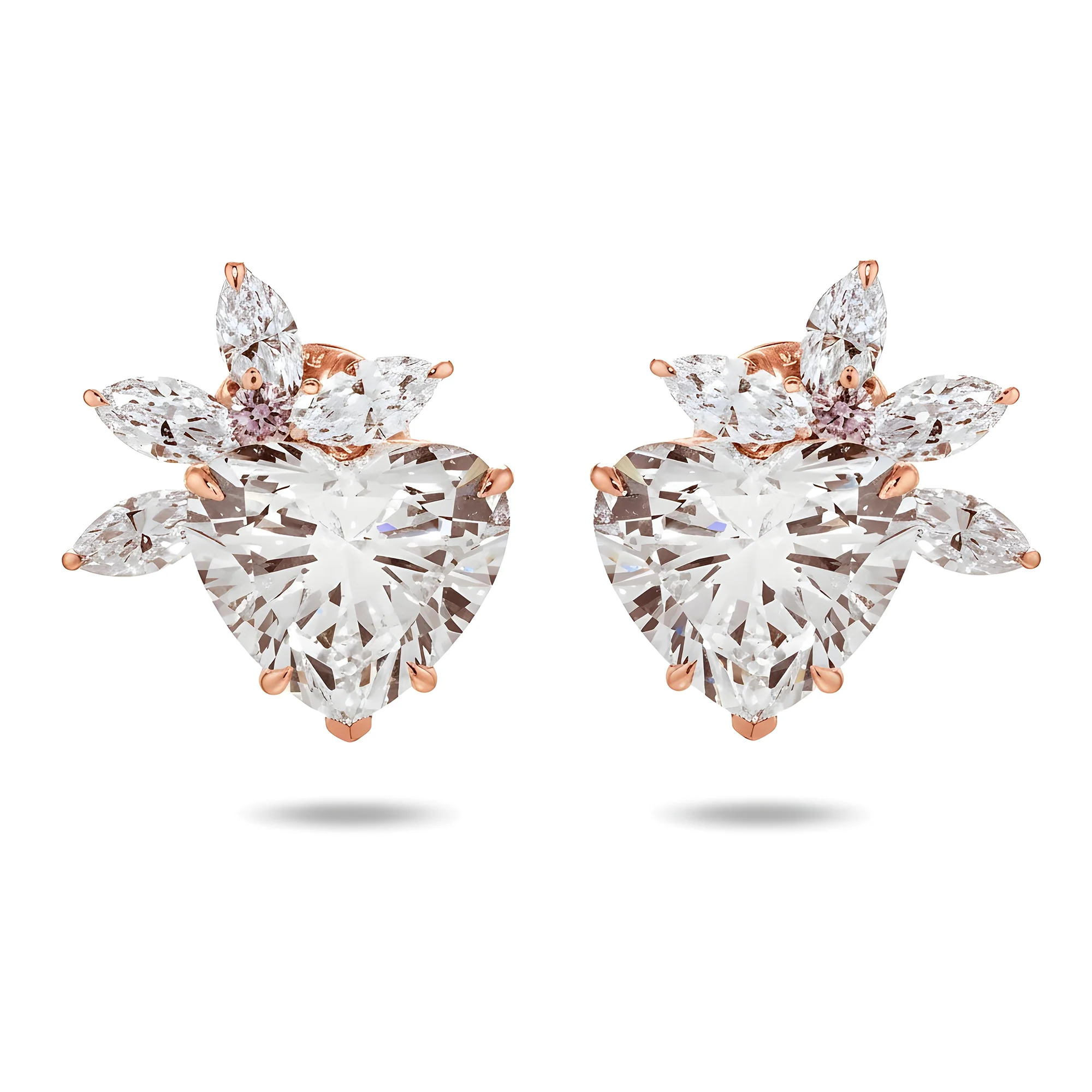 IGI 18K White Gold Love Sprout Heart Cut Diamond Earrings 11.93ctw - Image 6