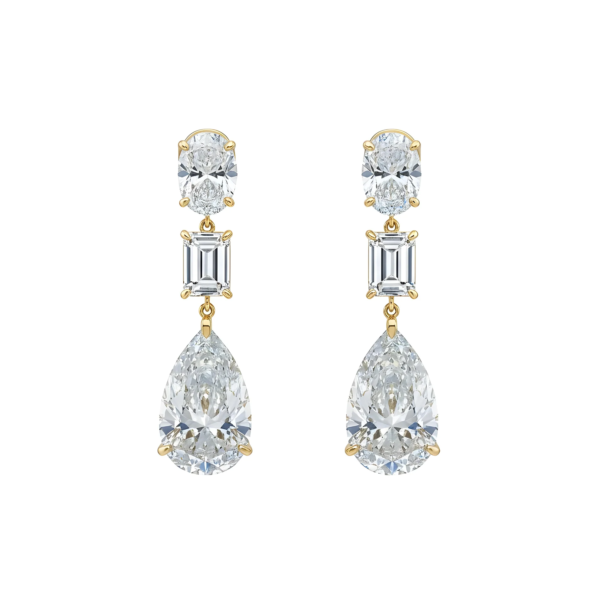 IGI 18K White Gold Multi Cut Diamond Drop Earrings 12.51ctw - Image 4