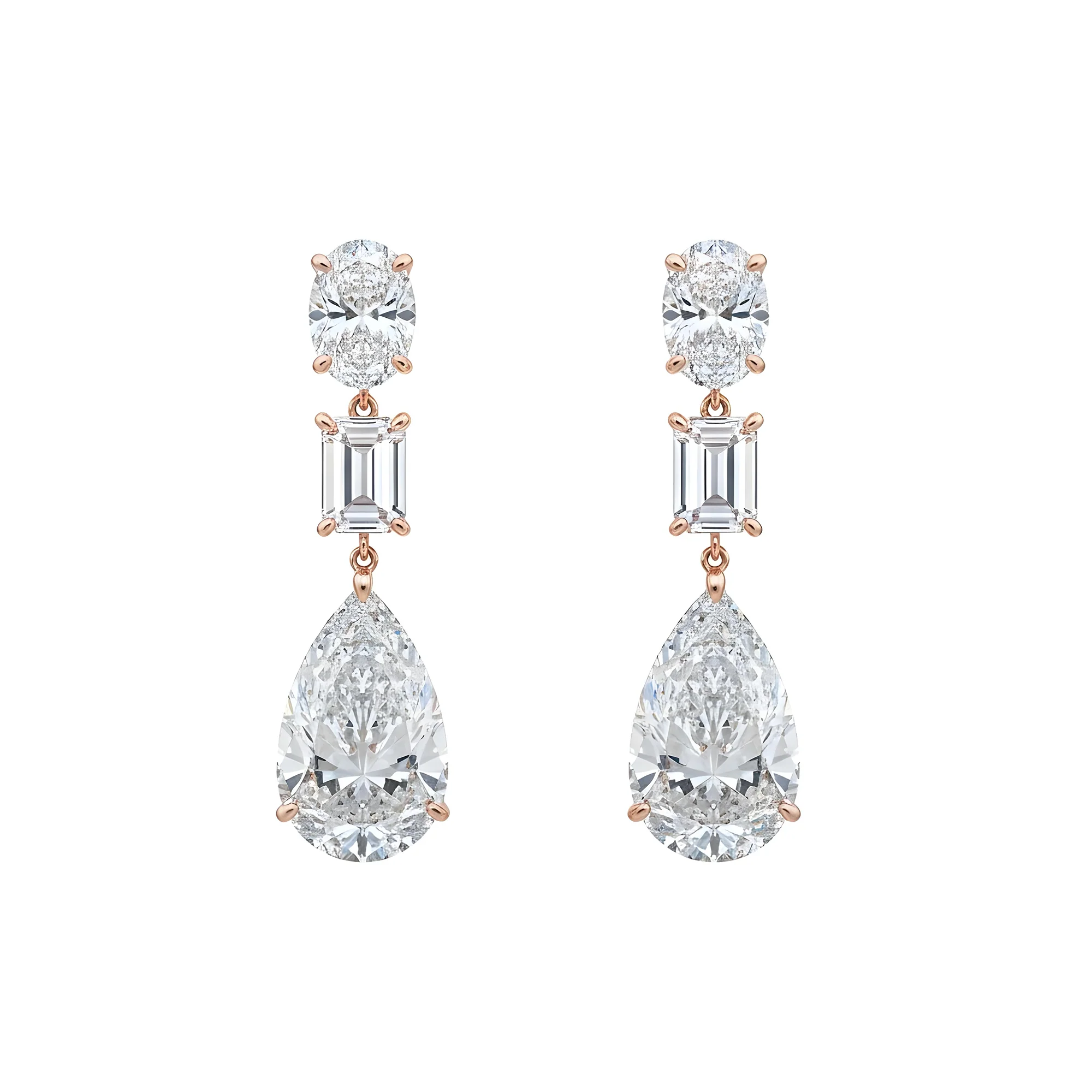 IGI 18K White Gold Multi Cut Diamond Drop Earrings 12.51ctw - Image 6