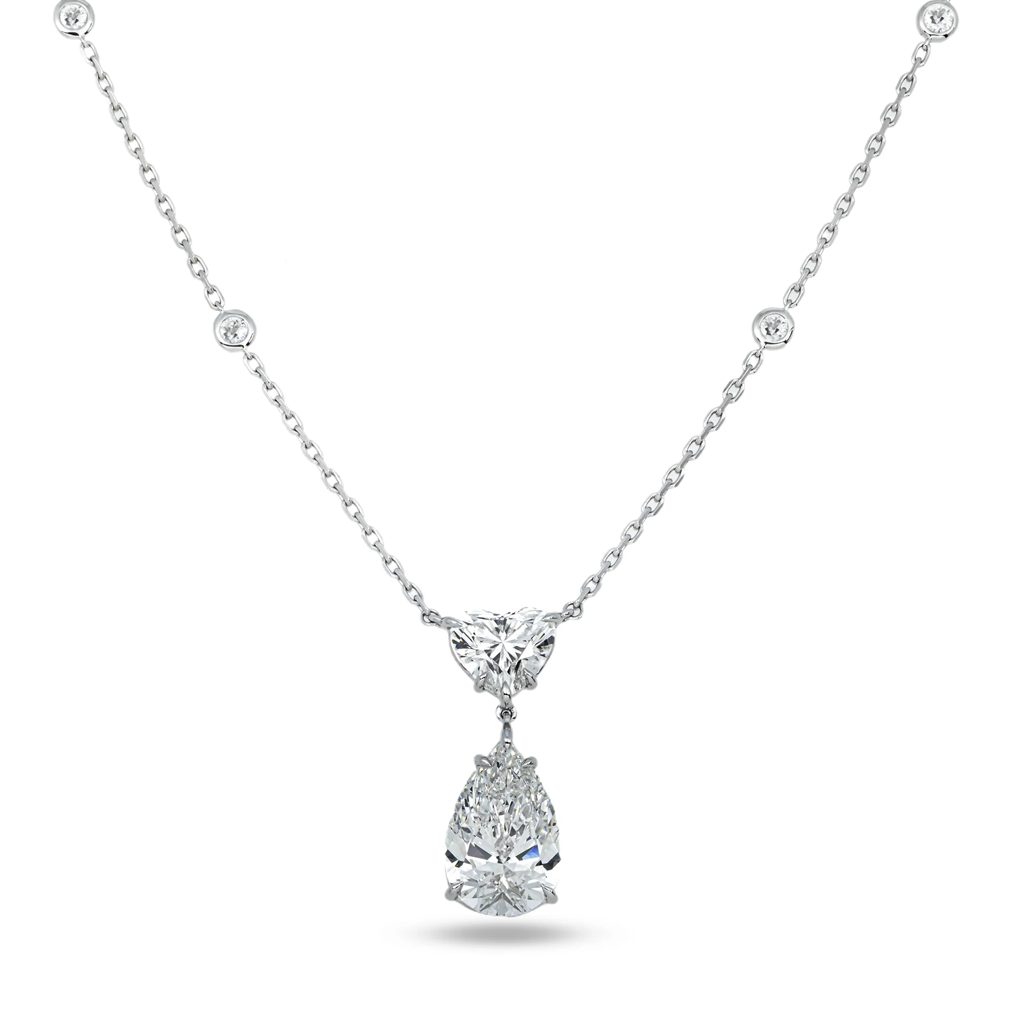 IGI 18K White Gold Multi Cut Diamond Necklace 6.24ctw