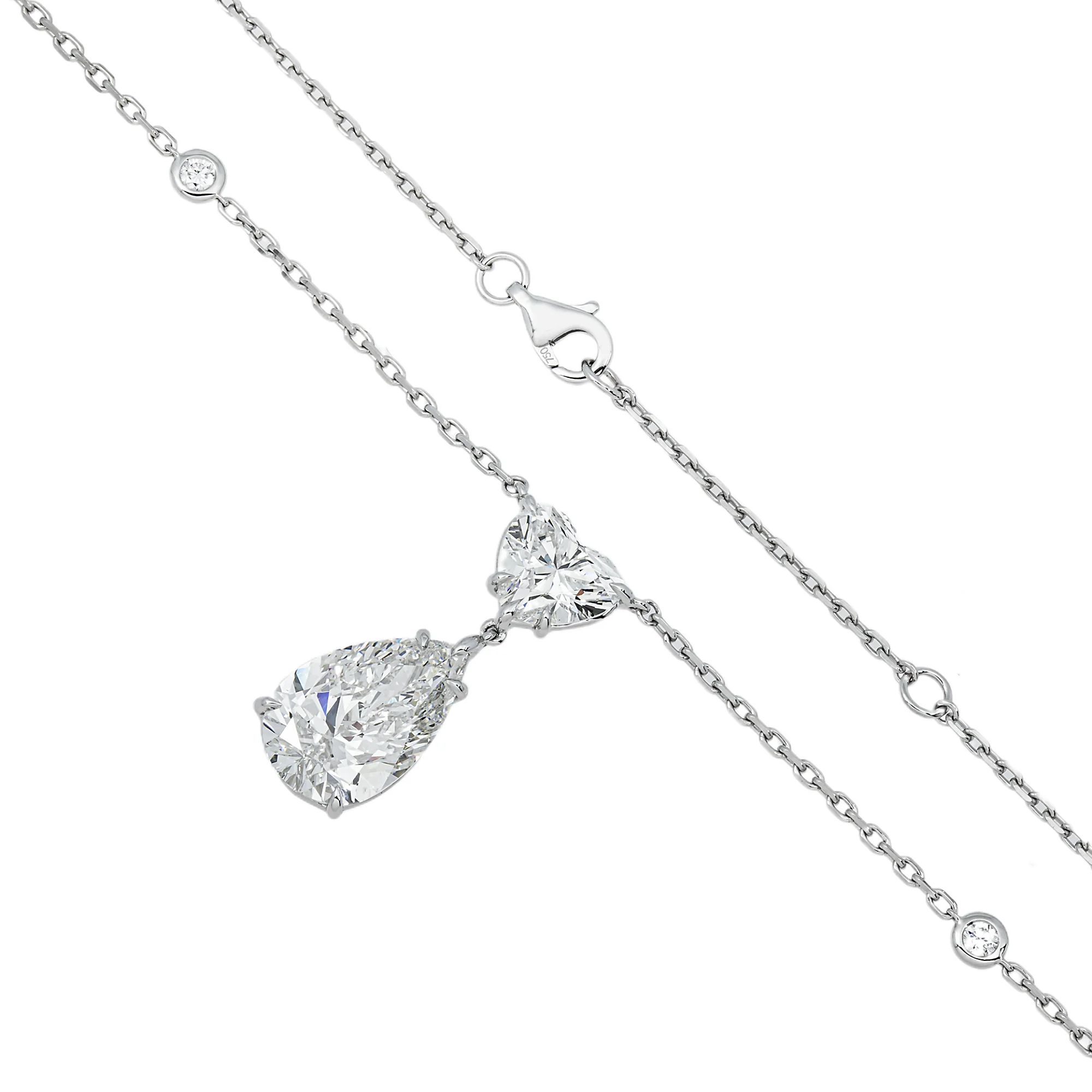 IGI 18K White Gold Multi Cut Diamond Necklace 6.24ctw - Image 3