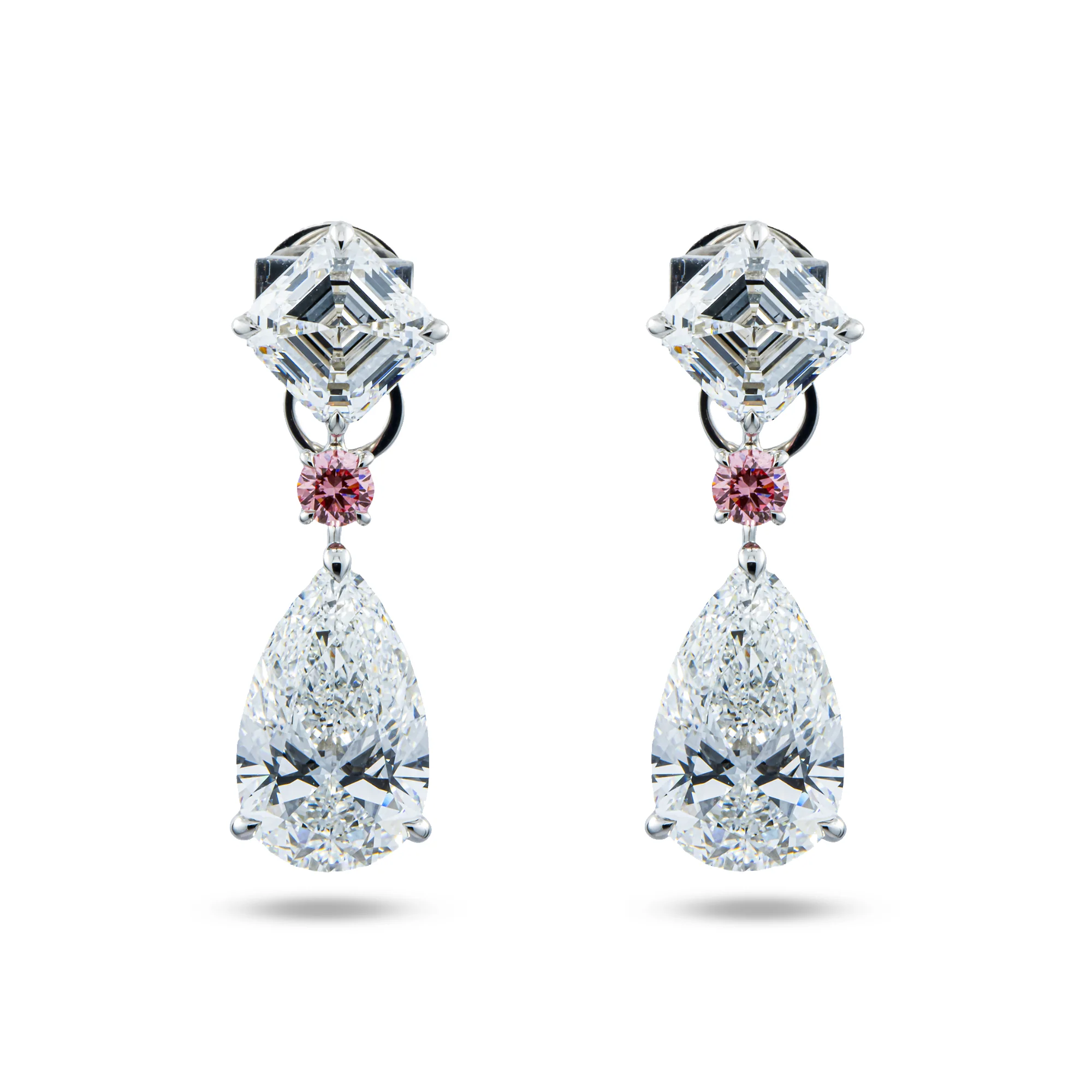 IGI 18K White Gold Multi Shape Diamond Drop Earrings 15.66ctw