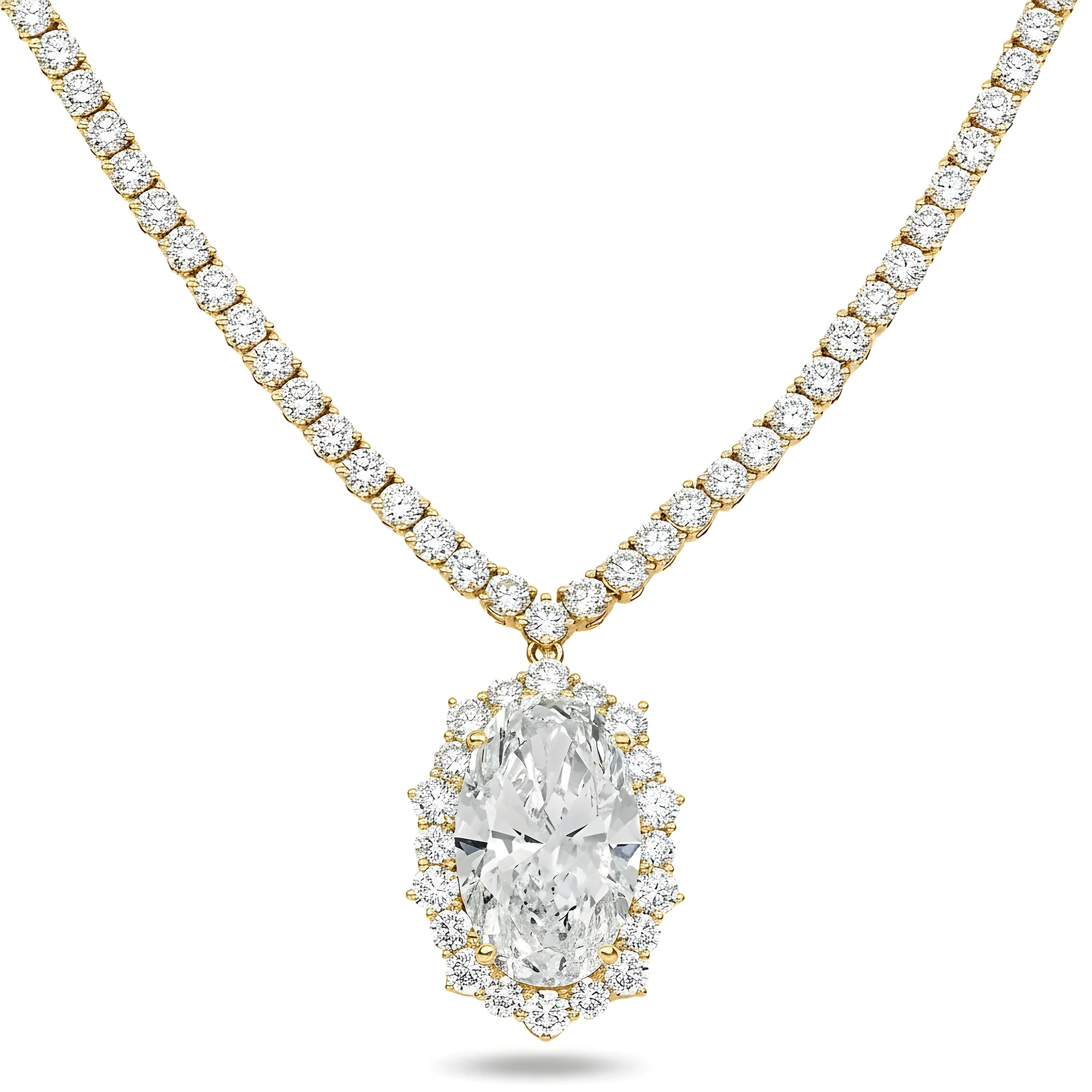 IGI 18K White Gold Oval Cut Diamond Necklace 19.8ct - Image 5
