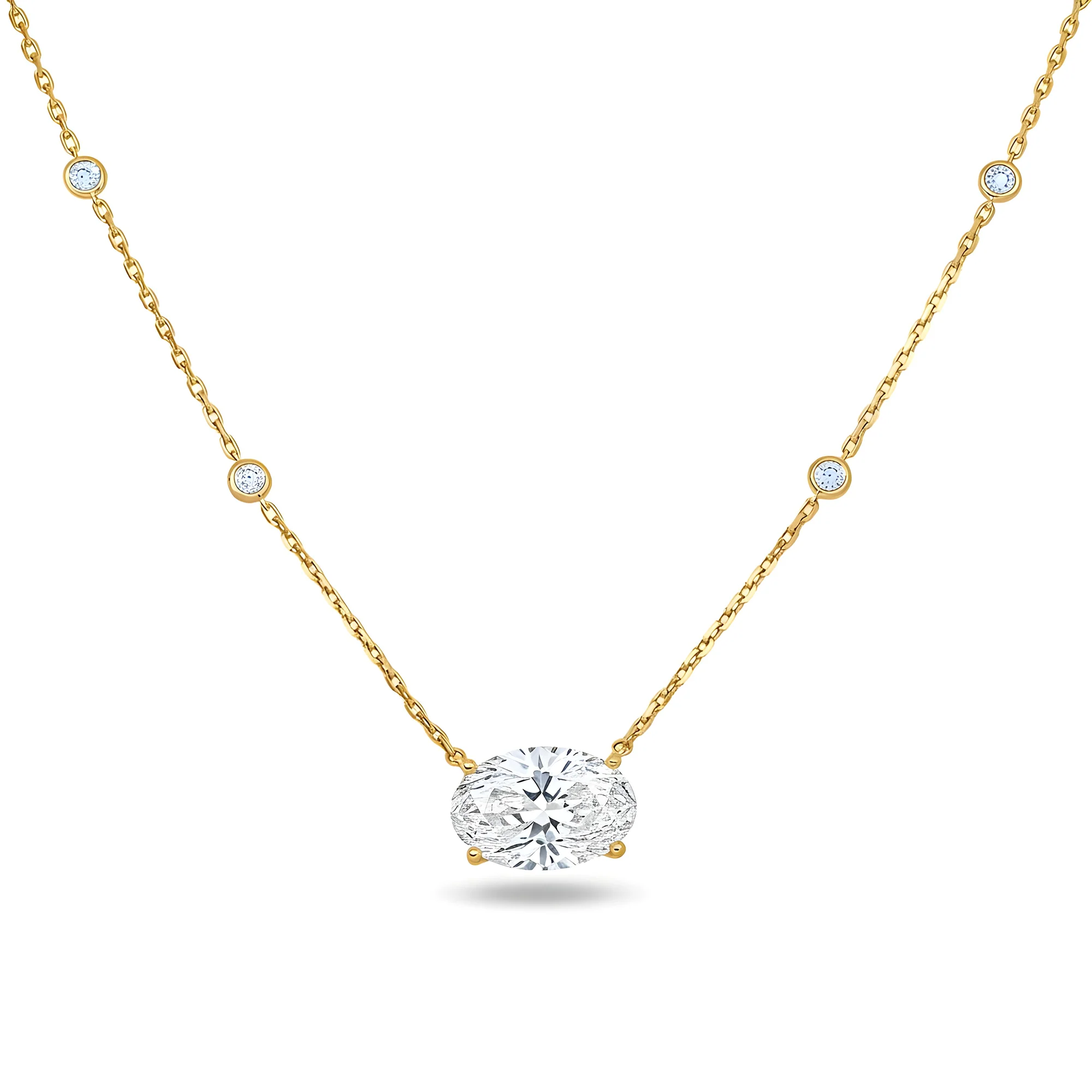 IGI 18K White Gold Oval Cut Diamond Necklace 5.43ctw - Image 4