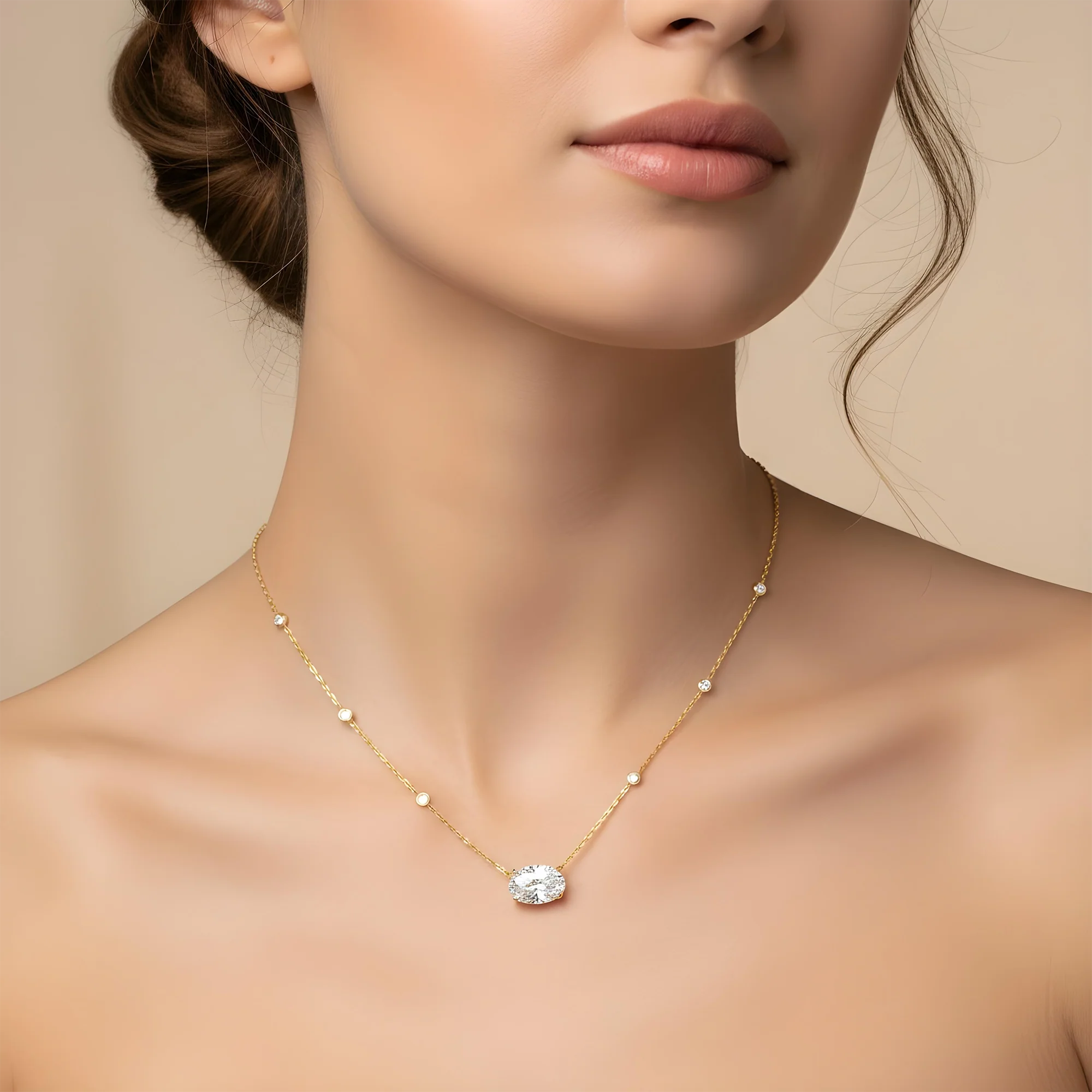 IGI 18K White Gold Oval Cut Diamond Necklace 5.43ctw - Image 5