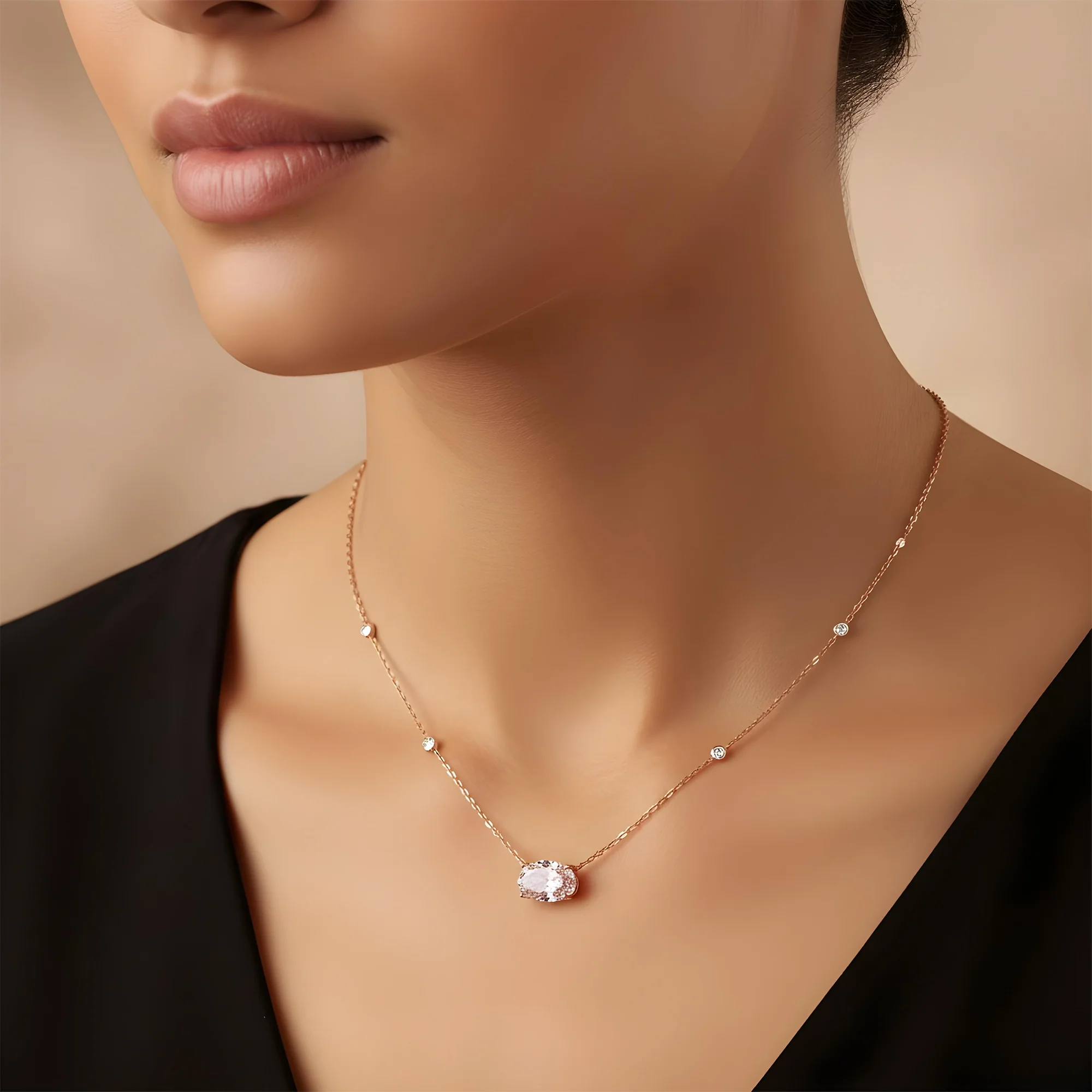 IGI 18K White Gold Oval Cut Diamond Necklace 5.43ctw - Image 7